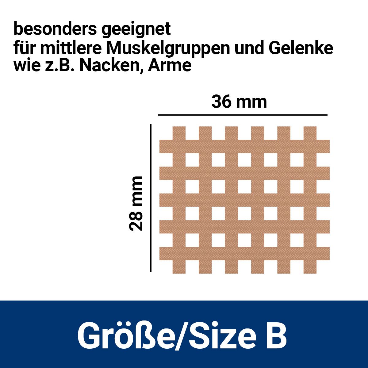 HIXO Gitterpflaster Größe B: 36x28mm. Geeignet für Nacken, Arme und mittlere Muskelgruppen.