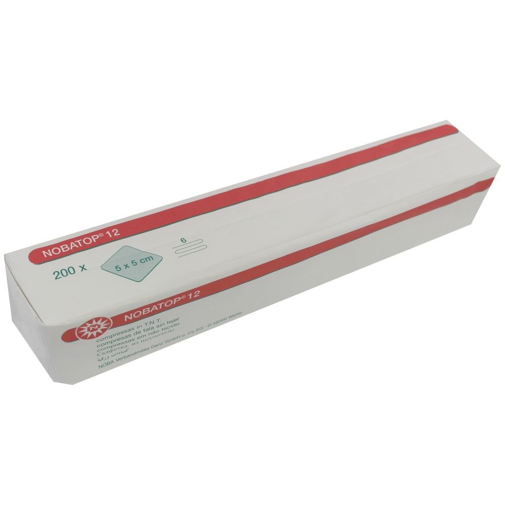Weiße Verpackung mit roter Linie, Produktname und Angaben zu Inhalt und Größe: 200 Stück, 5 x 5 cm.