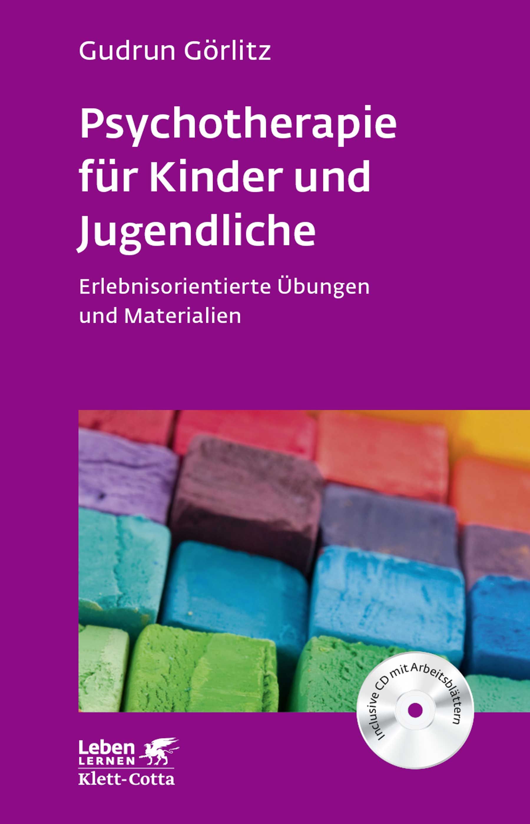 Buchcover: Psychotherapie für Kinder und Jugendliche. Autorin: Gudrun Görlitz. Inklusive CD. Klett-Cotta Verlag.