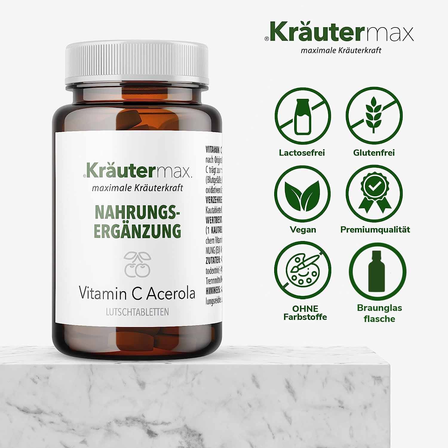 Kräutermax Vitamin C Acerola 593 mg Lutschtabletten - Kautabletten