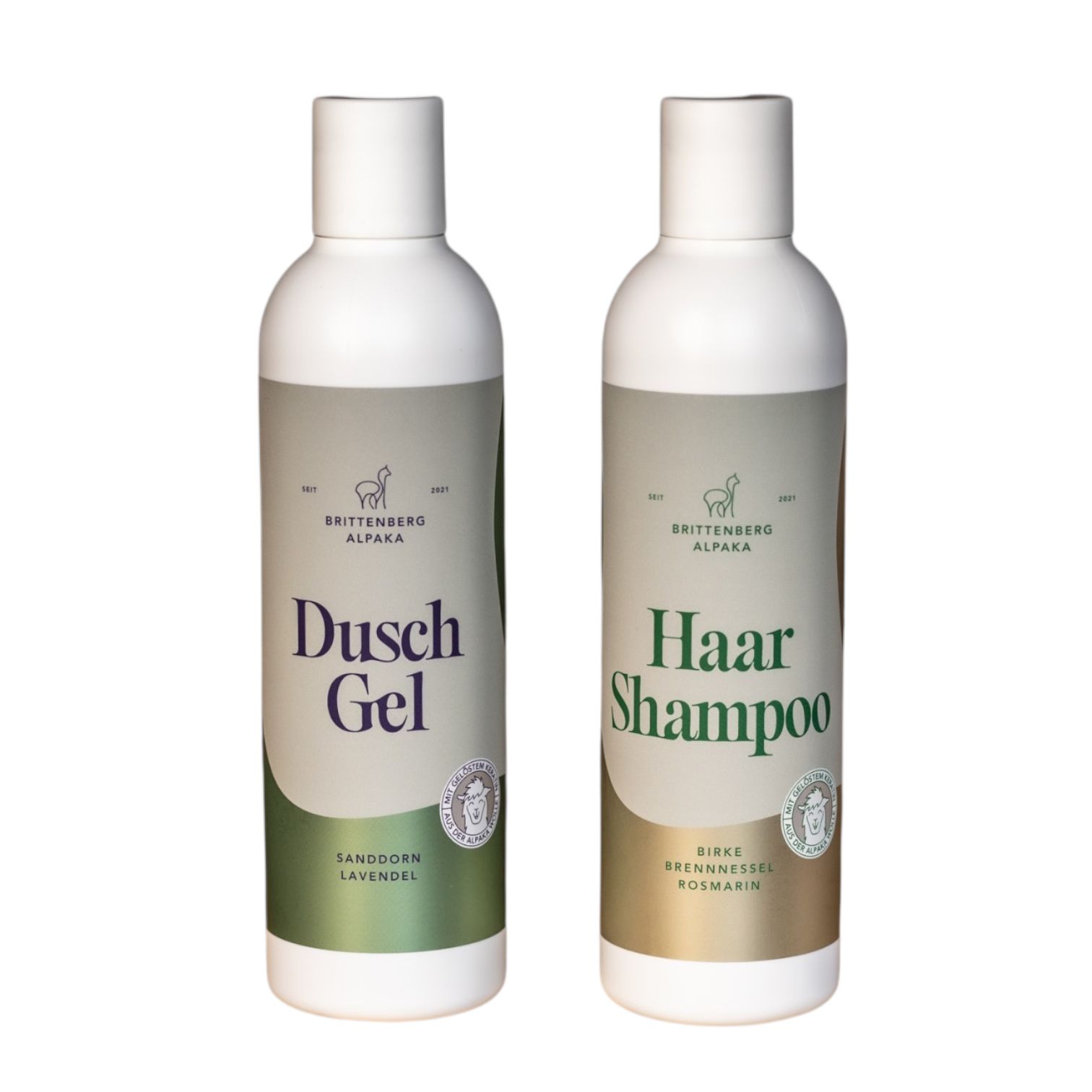 Brittenberg Alpaka Haarshampoo und Duschgel SET 500 ml Flaschen