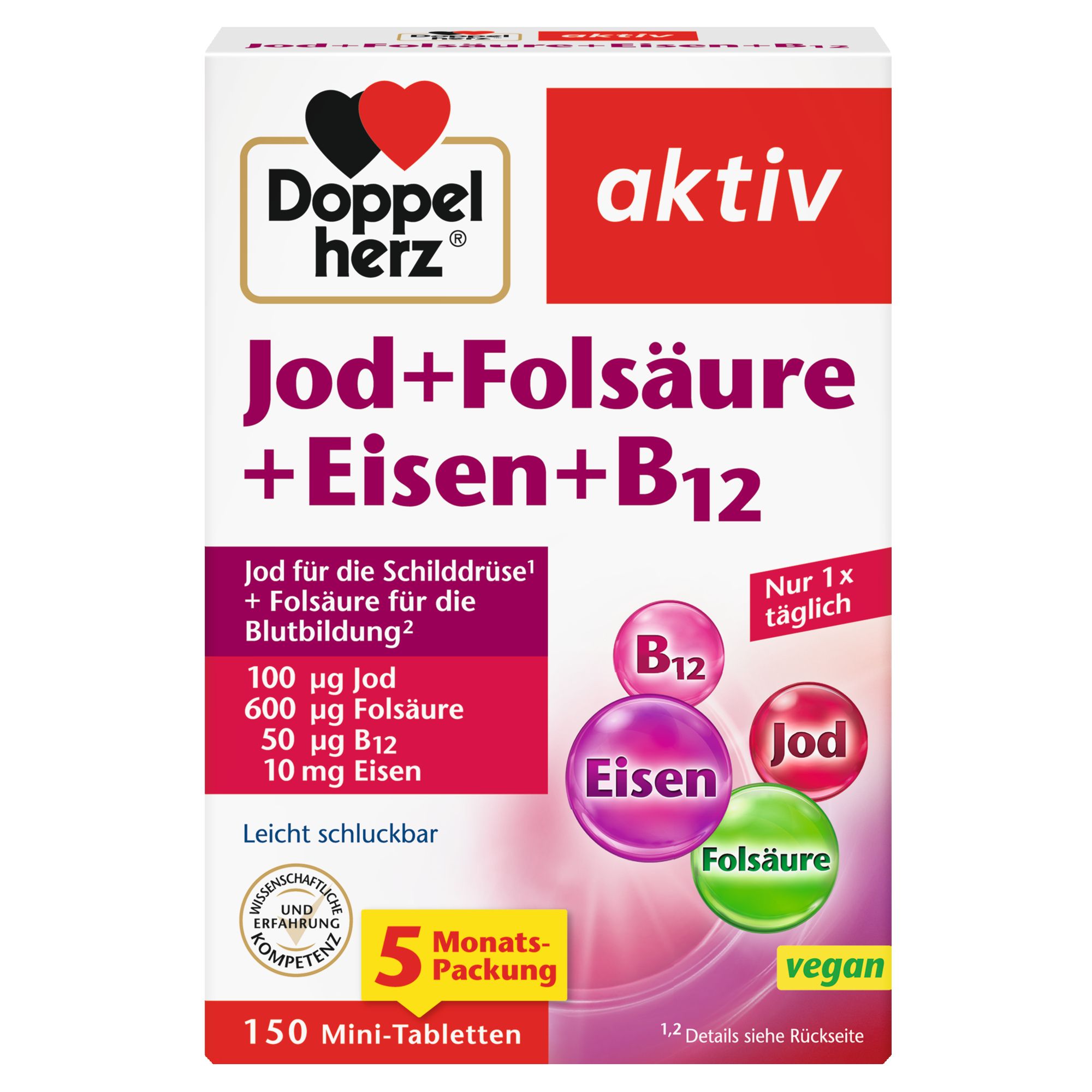 Doppelherz aktiv Jod + Folsäure Eisen B12 150 Tbl. St Tabletten