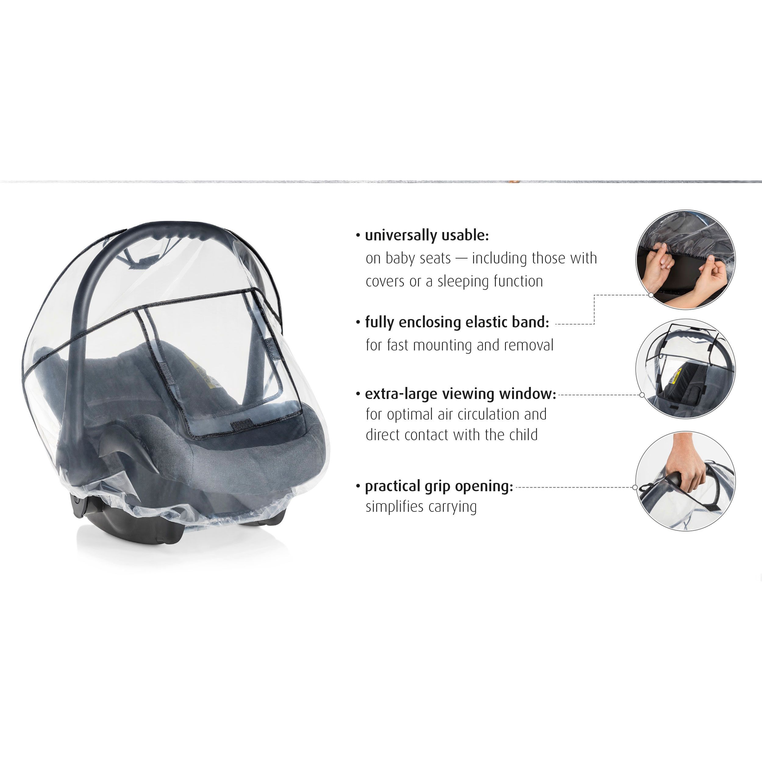 reer RainCover Baby Regenschutz für Babyschale, Regenverdeck, Regenhaube