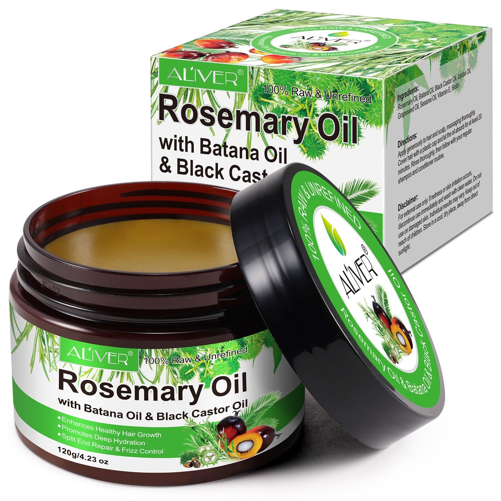 Aliver Rosmarinöl mit Batana-Öl & Schwarzem Rizinusöl Haarkur 120 g