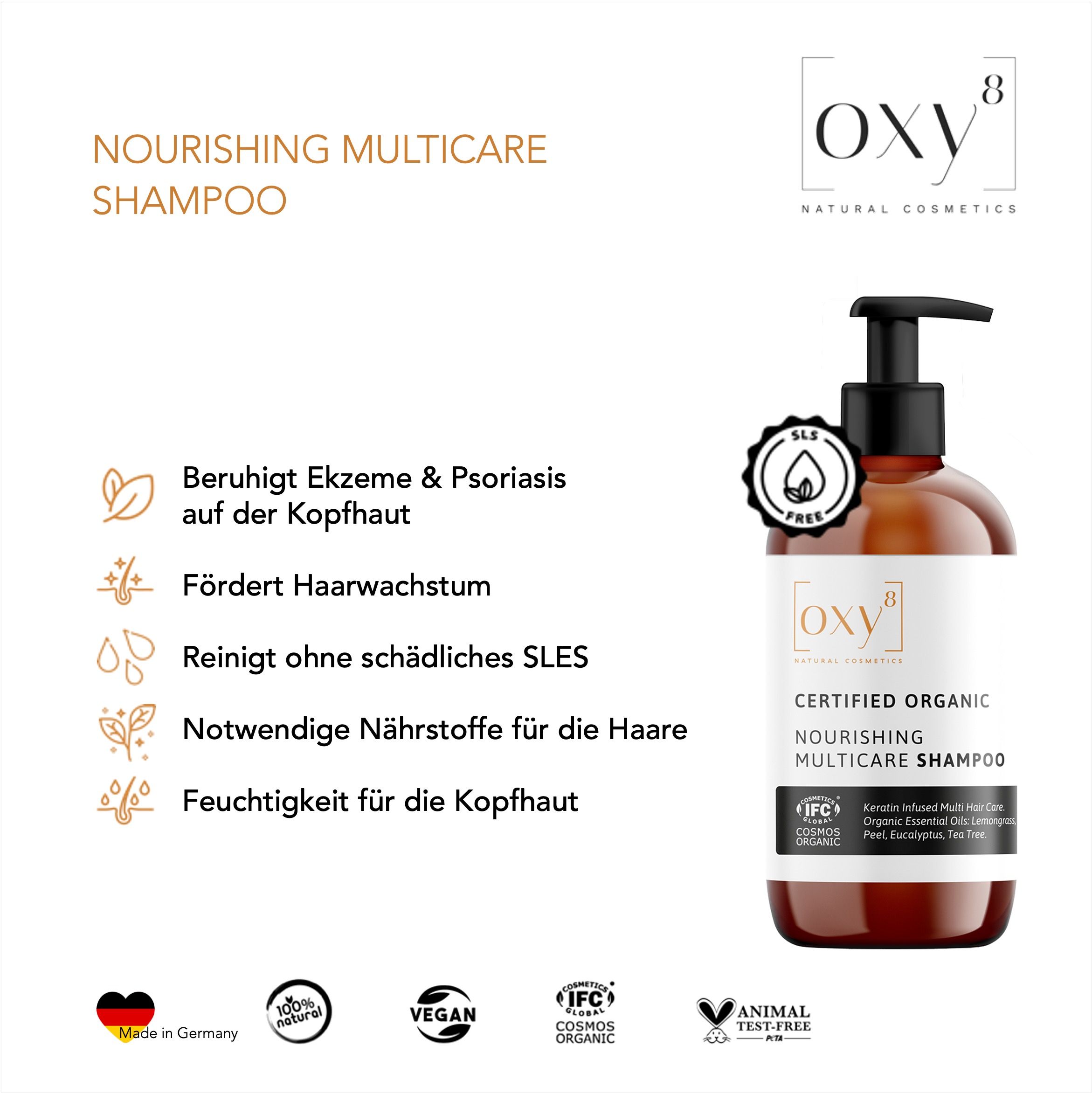 oxy8 Naturkosmetik Set - Multicare Shampoo & Repair Hair Conditioner Tonic 625 ml