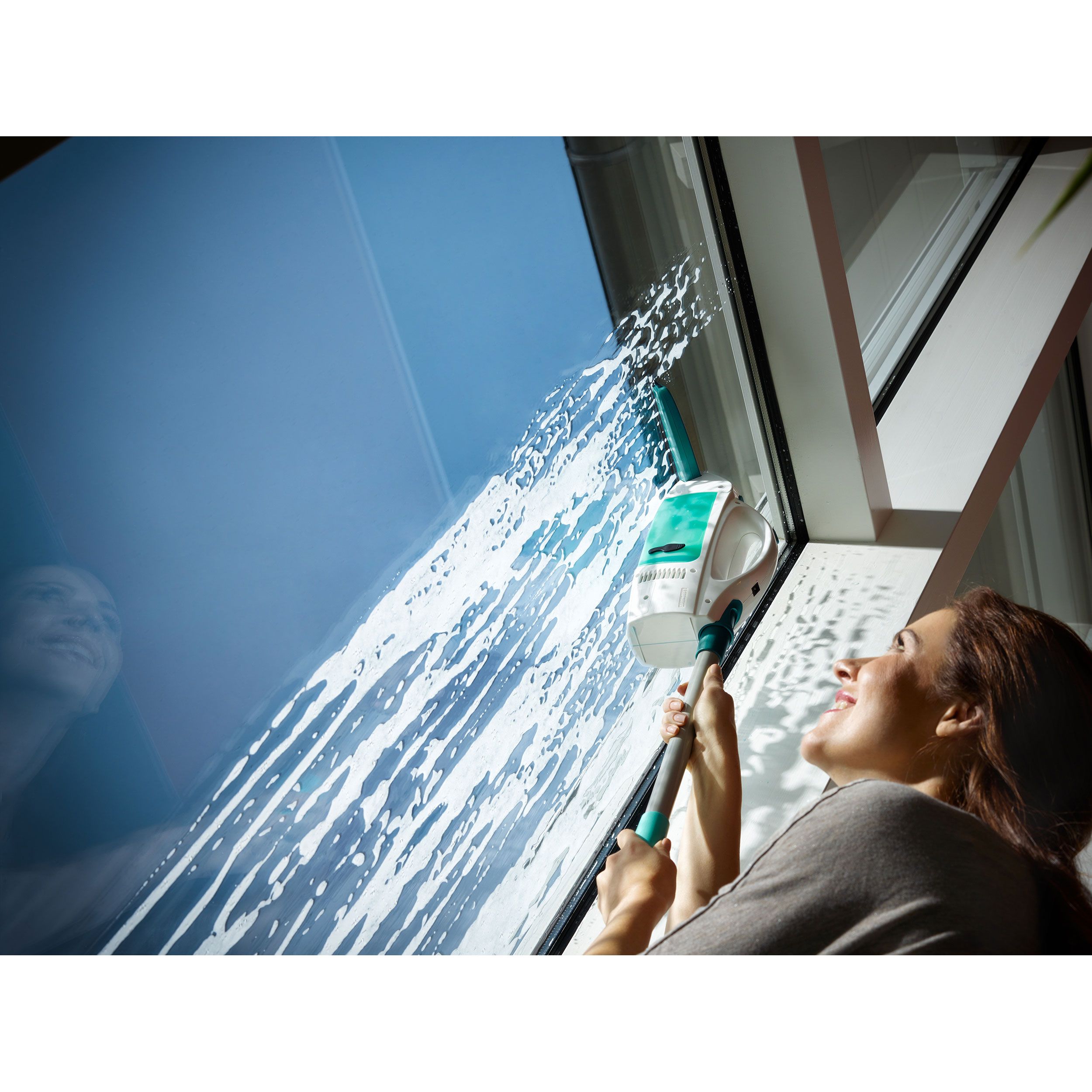Leifheit Fenstersauger Dry&Clean 4-tlg., Fensterreiniger, Akku Fensterputzer, mit Absaugdüse