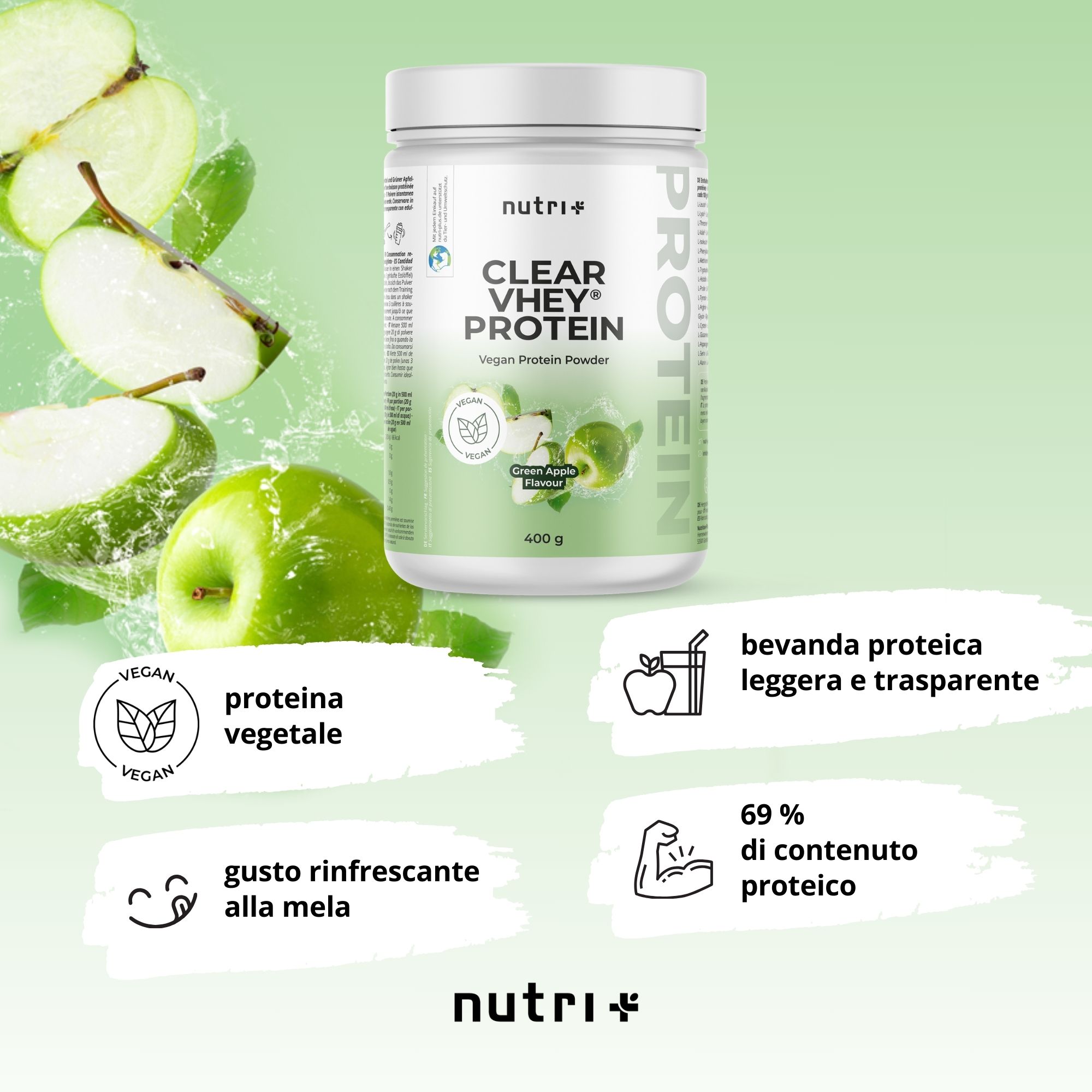 Nutri+ Clear Vhey Protein Pulver 400g - Whey Alternative 400 g