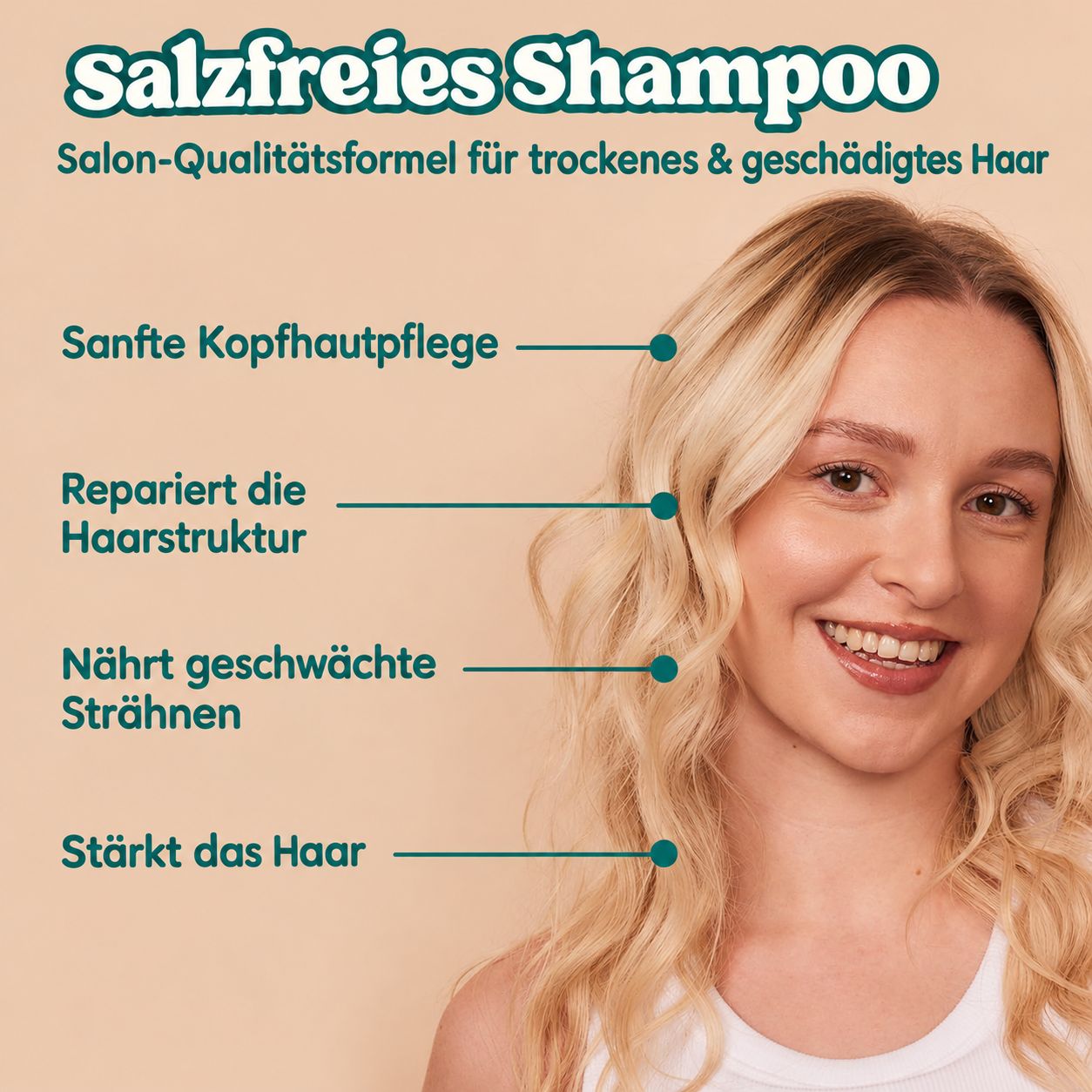 Dunkles Haar, das glänzender, stärker und weicher wird durch ein professionelles Shampoo.