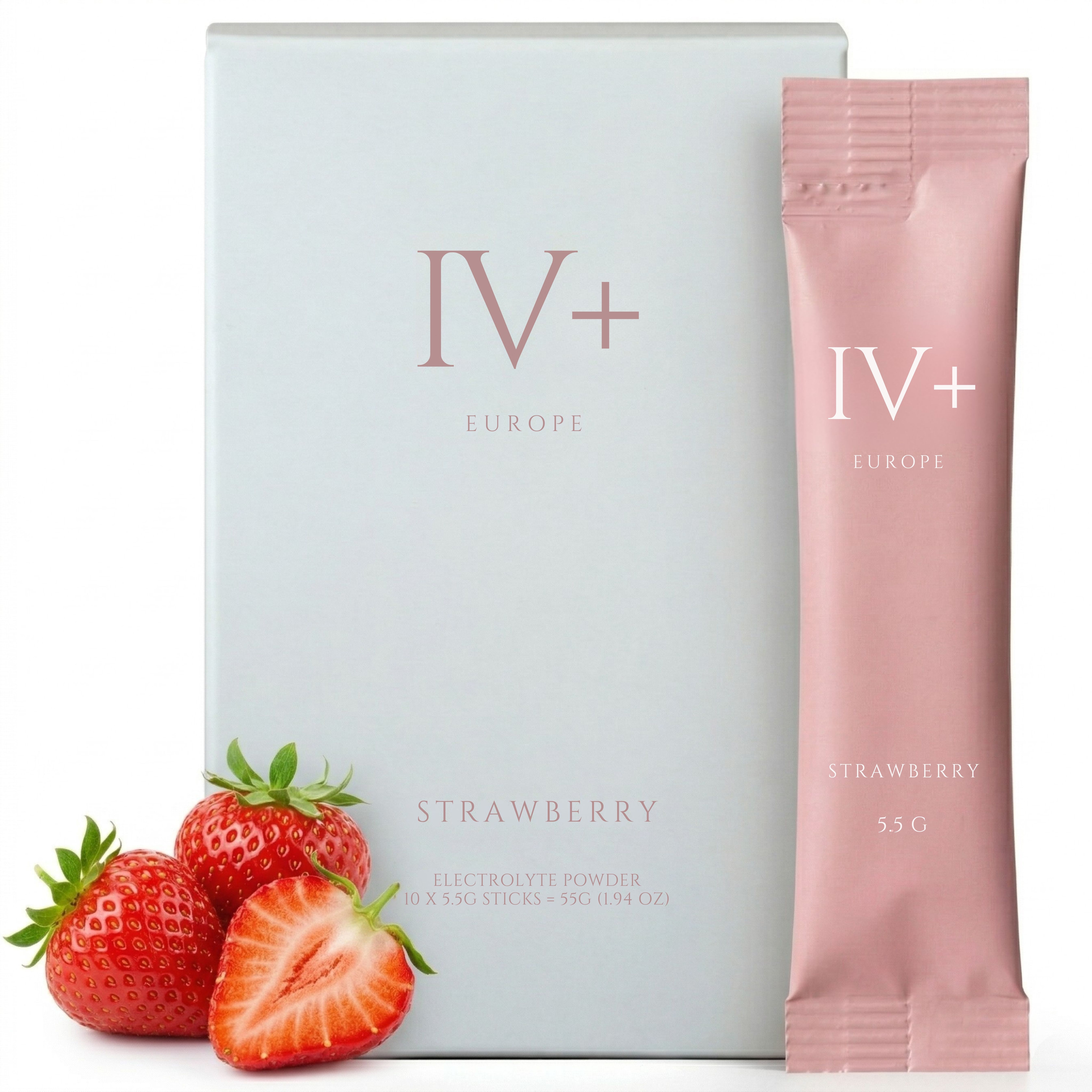 IV+ Strawberry Electrolyte Powder - Real Fruit Hydration