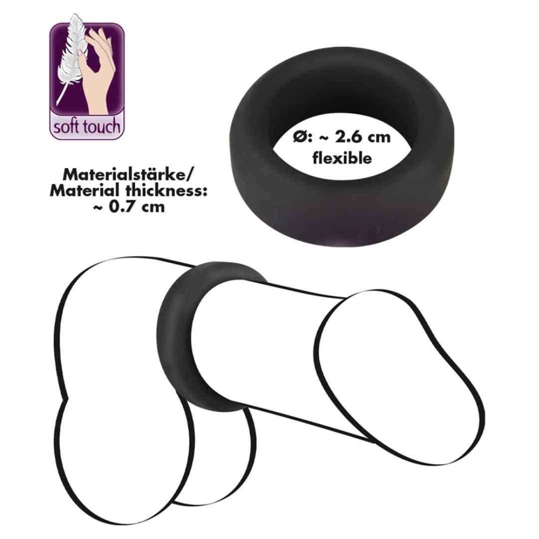 Breiter Penisring, strammer Sitz, 2,6 cm | Soft Touch Silikon | Black Velvets