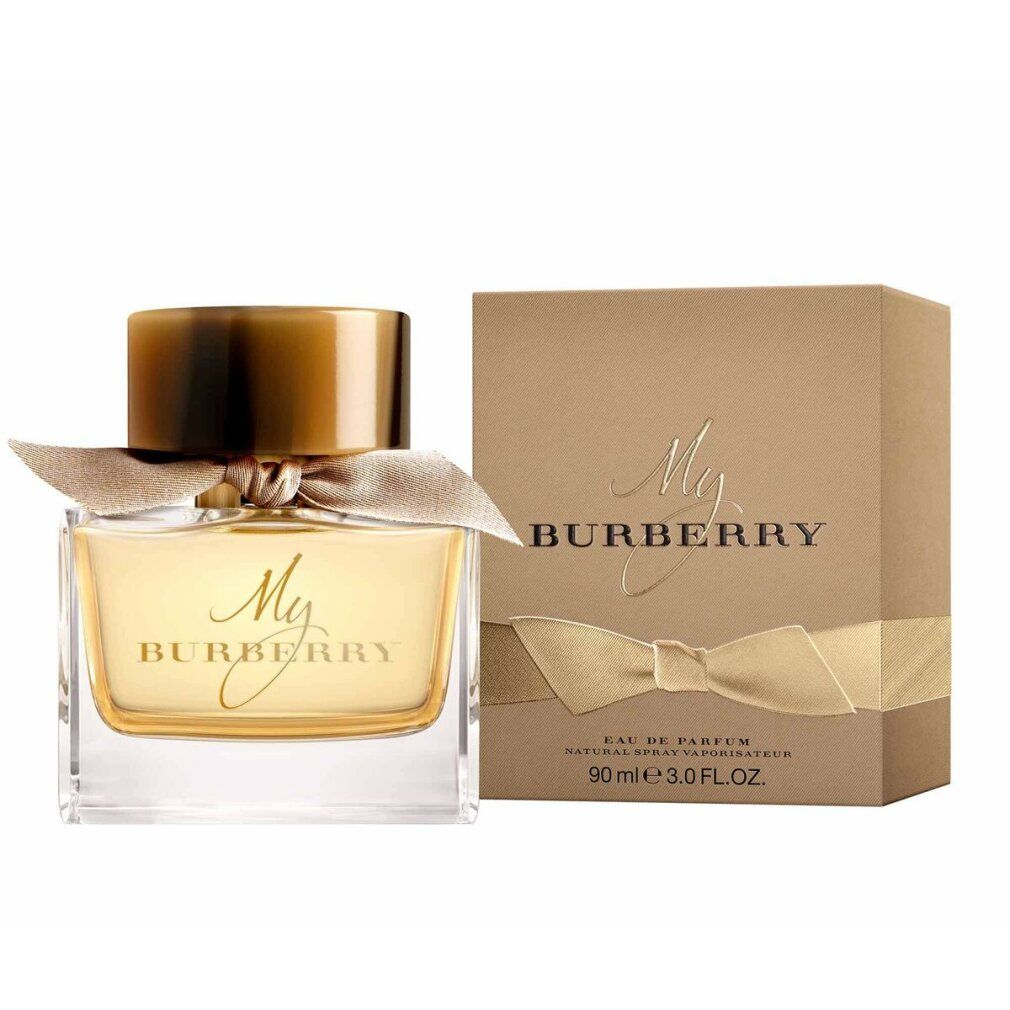 Flakon und Verpackung. Flakon mit goldfarbenem Verschluss und Schleife. Verpackung mit Aufschrift "My BURBERRY".