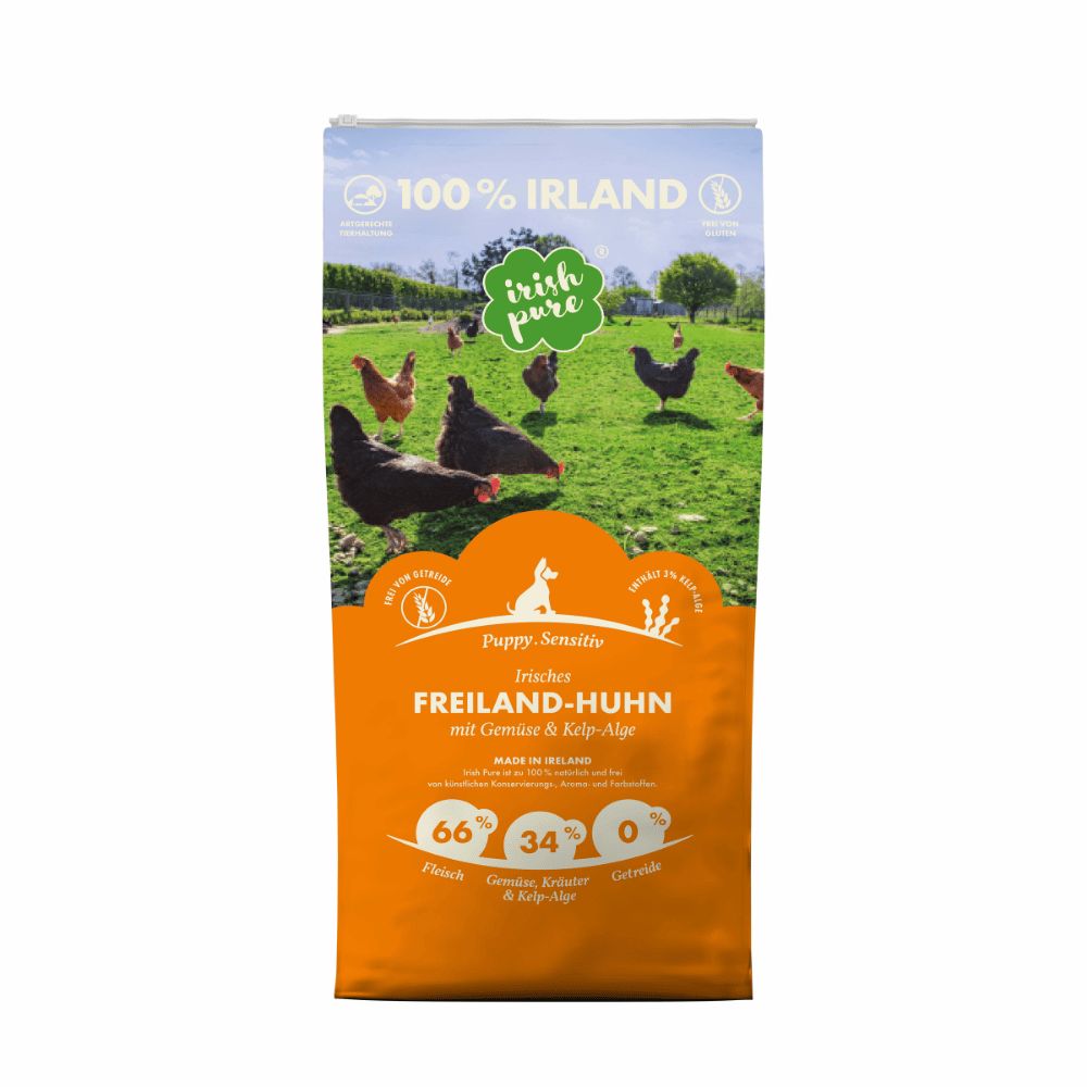 Irish Pure Hunde-Trockenfutter, Puppy – Irisches Freiland-Hun mit Gemüse 4 kg