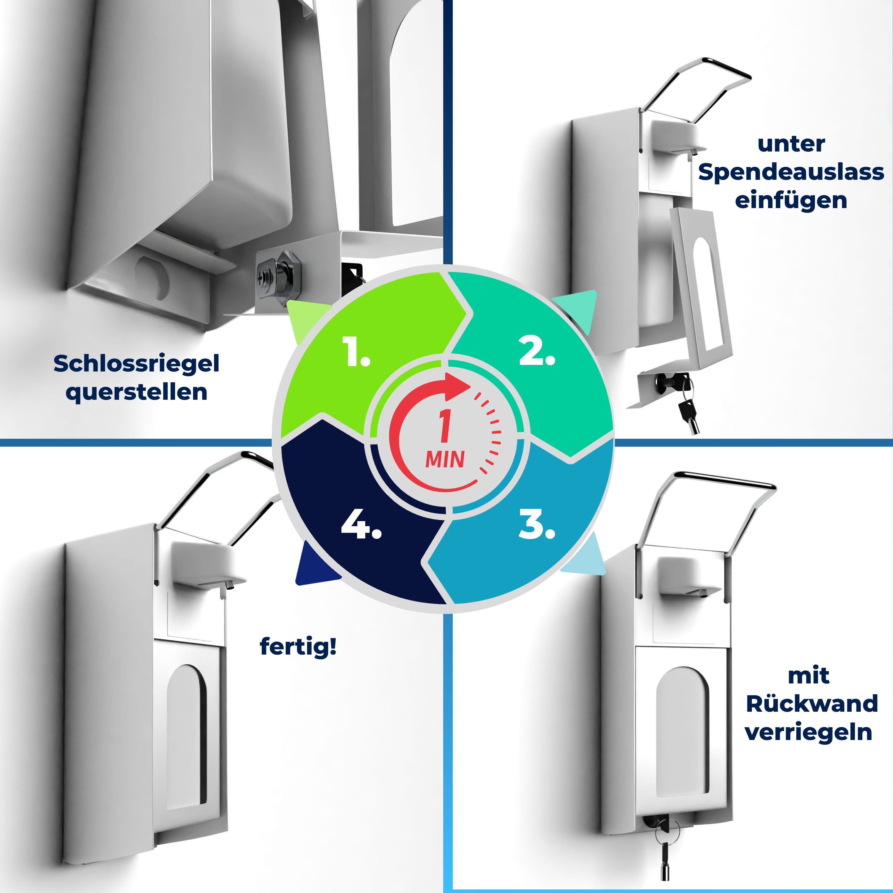 Horn Medical Desinfektionsmittel- / Seifen-Wandspender Komplettset