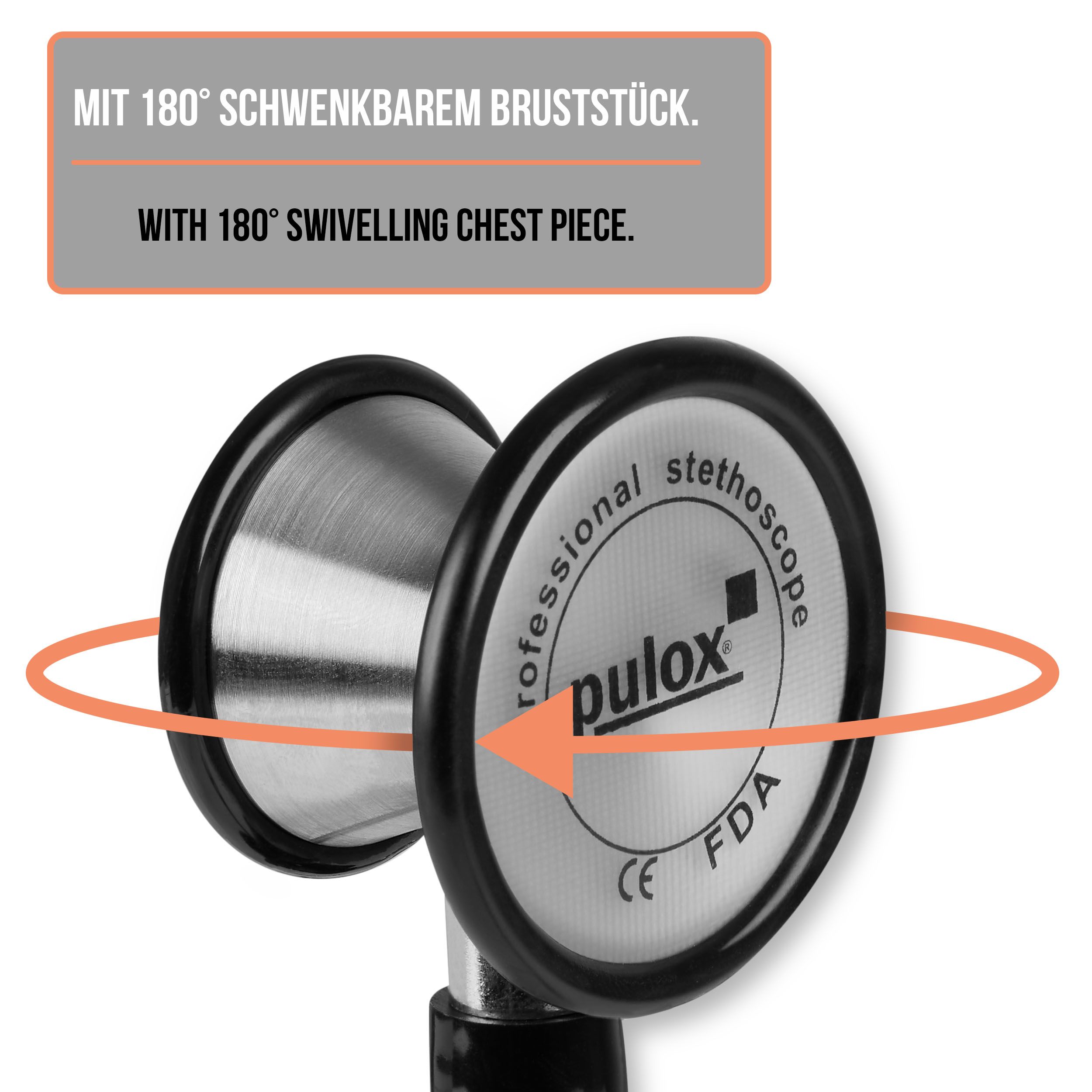 Pulox Kardiologie Stethoskop - Profi-Stethoskop mit Doppelkopf aus Edelstahl