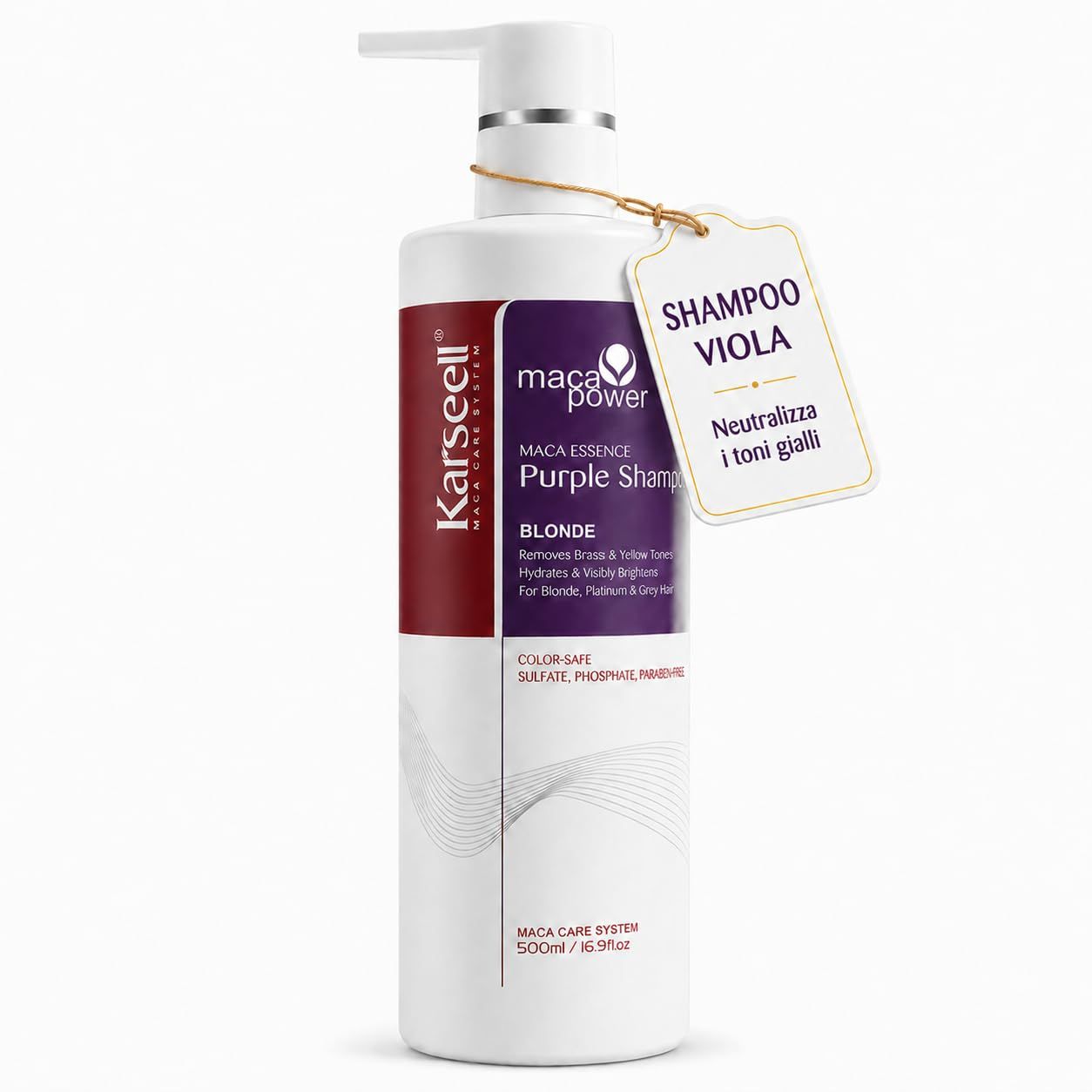 KARSEELL Shampoo Viola Antigiallo Professionale Capelli Biondi Platino Grigi Decolorati