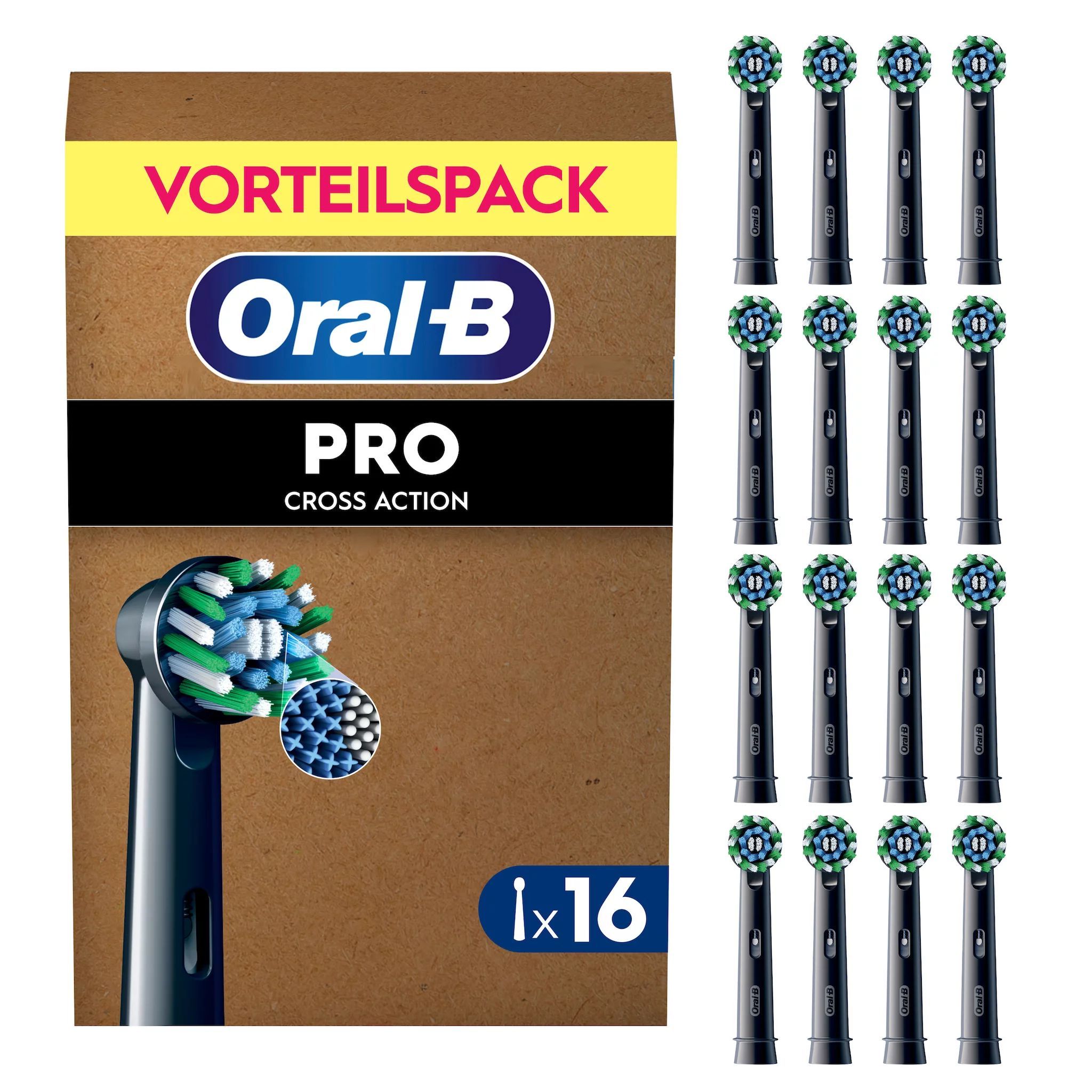 Oral-B Pro CrossAction Schwarz 16er FFU Aufsteckbürsten 16 St