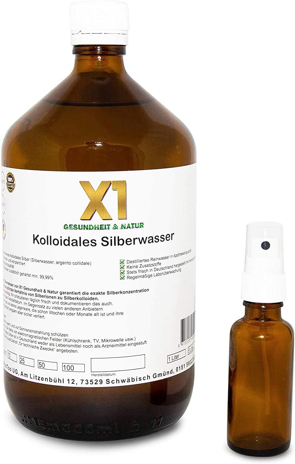 X1 Kolloidales Silber (Silberwasser) 50ppm 1000 ml
