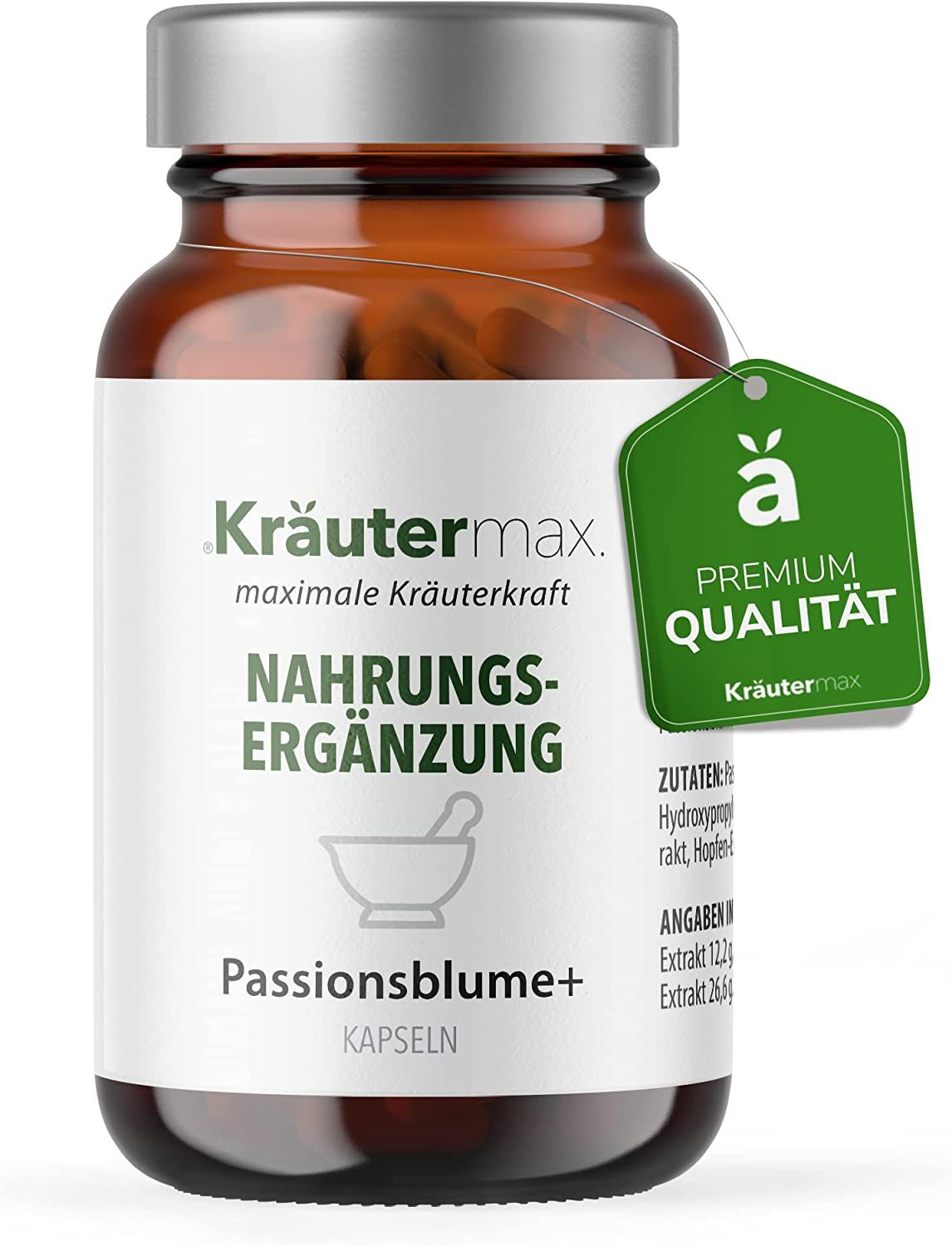 Kräutermax Passionsblume plus Zitronenmelissen, Baldrianwurzel und Hopfen Kapseln