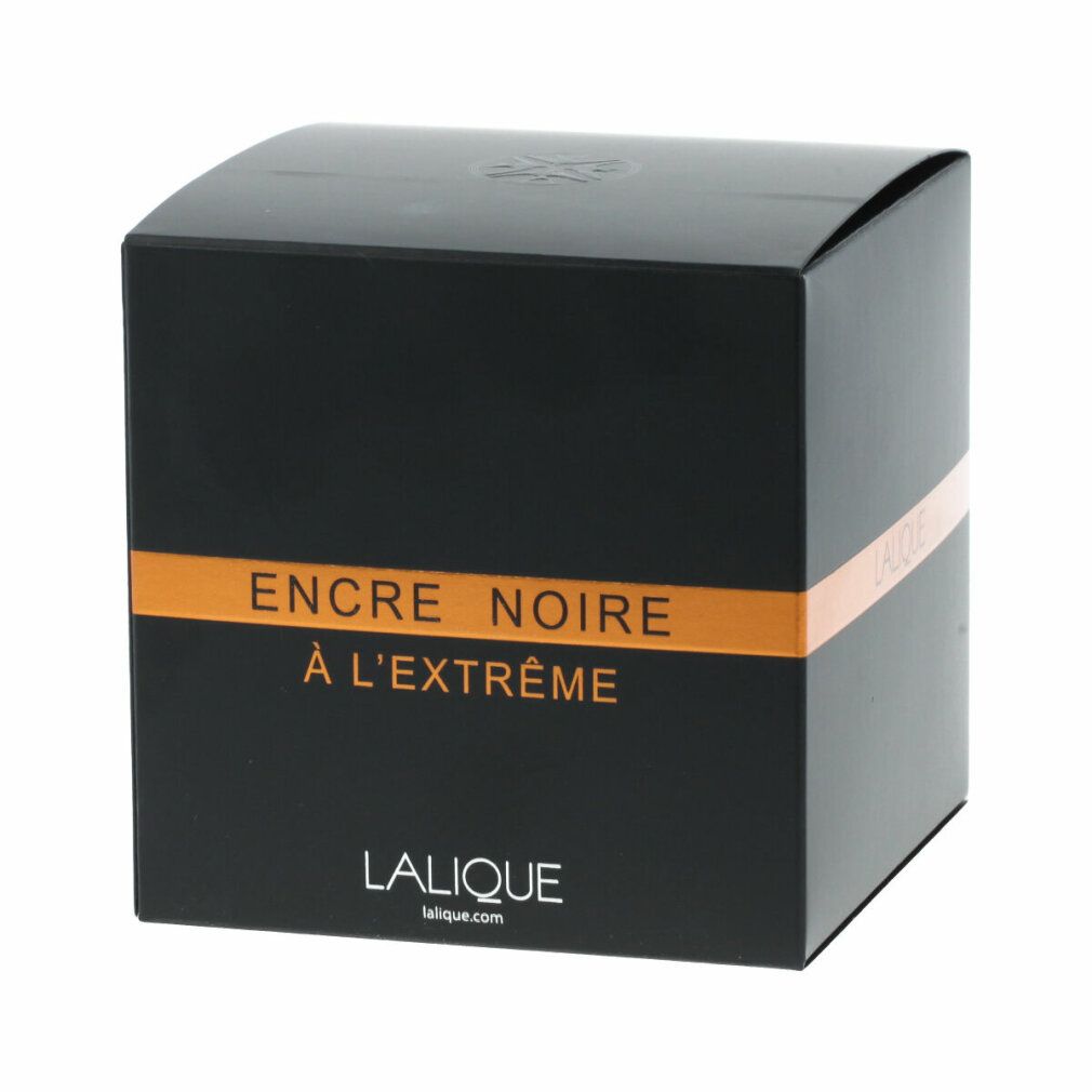 Schwarze Verpackung mit Aufschrift: Encre Noire à L'Extreme, Lalique. Goldener Streifen.