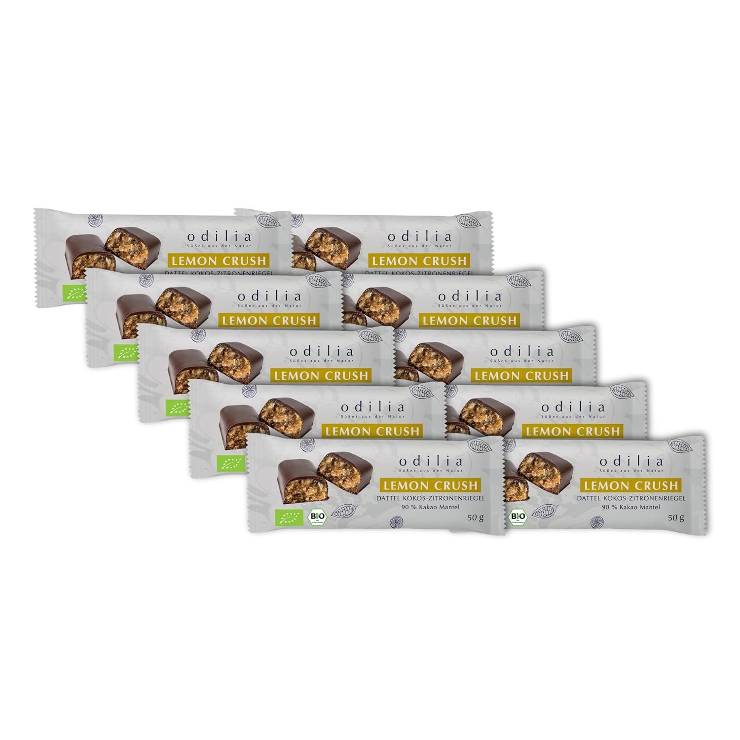 odilia Lemon Crush Dattel-Kokos-Zitronenriegel 10x50 g Riegel