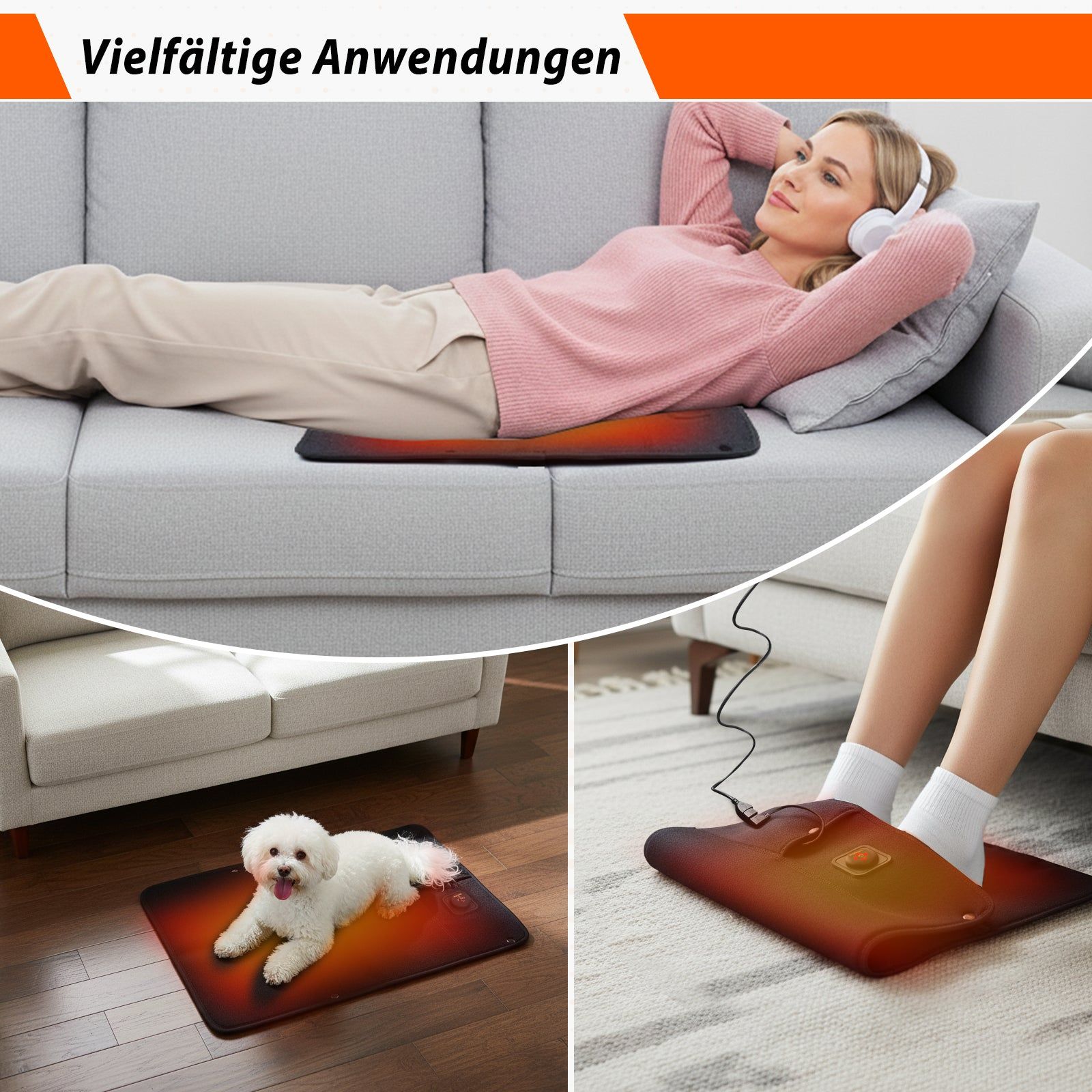 Tragbares Ferninfrarot-Heizkissen Fußwärmer Neopren