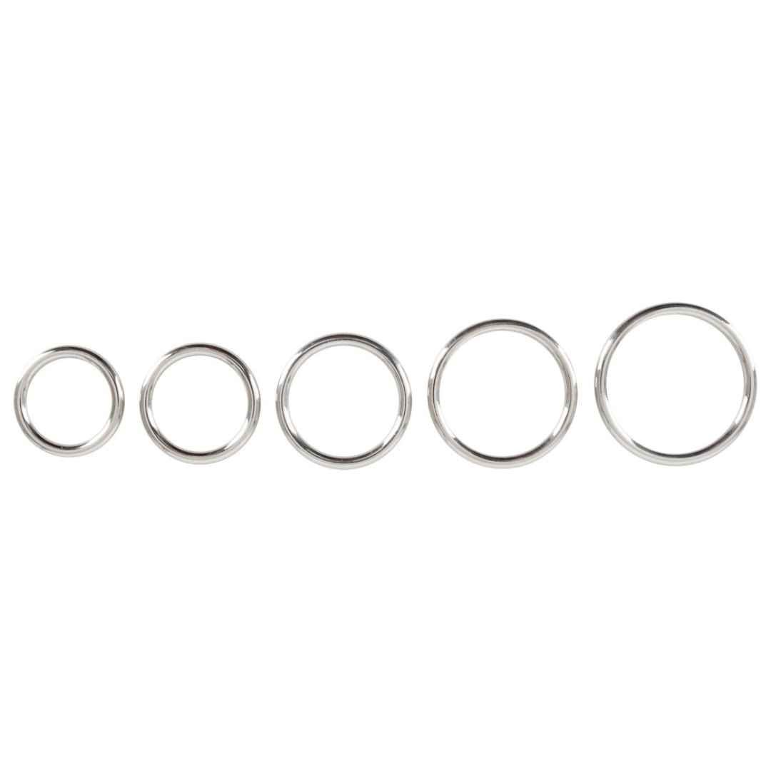 5-teiliges Penis-/Hodenring-Set "Professional" |  Carbonstahl 5 mm stark | Bad Kitty