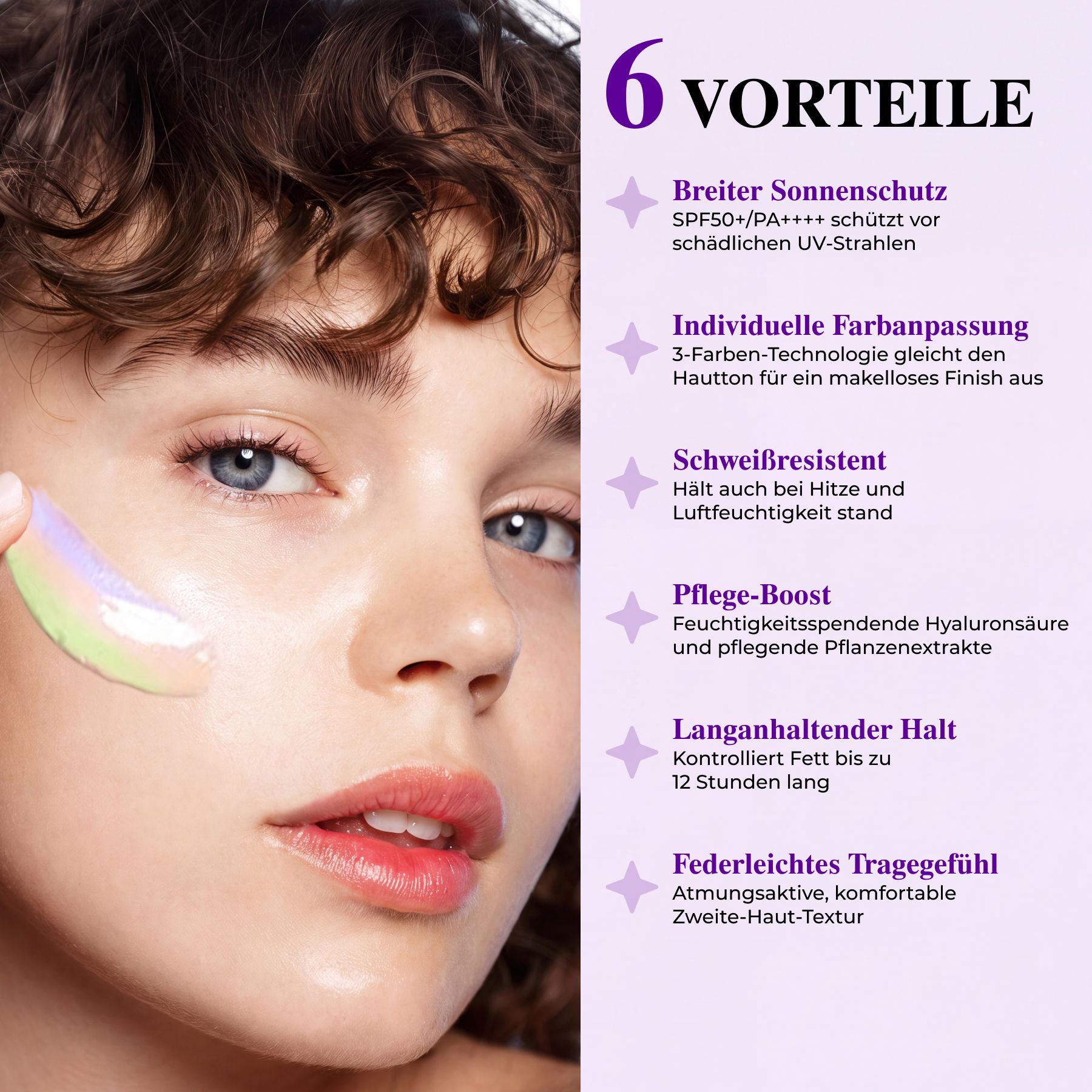 ALIVER Sonnenschutzcreme SPF 50 PA+++ Foundation Concealer 3-in-1 Farbkorrektur