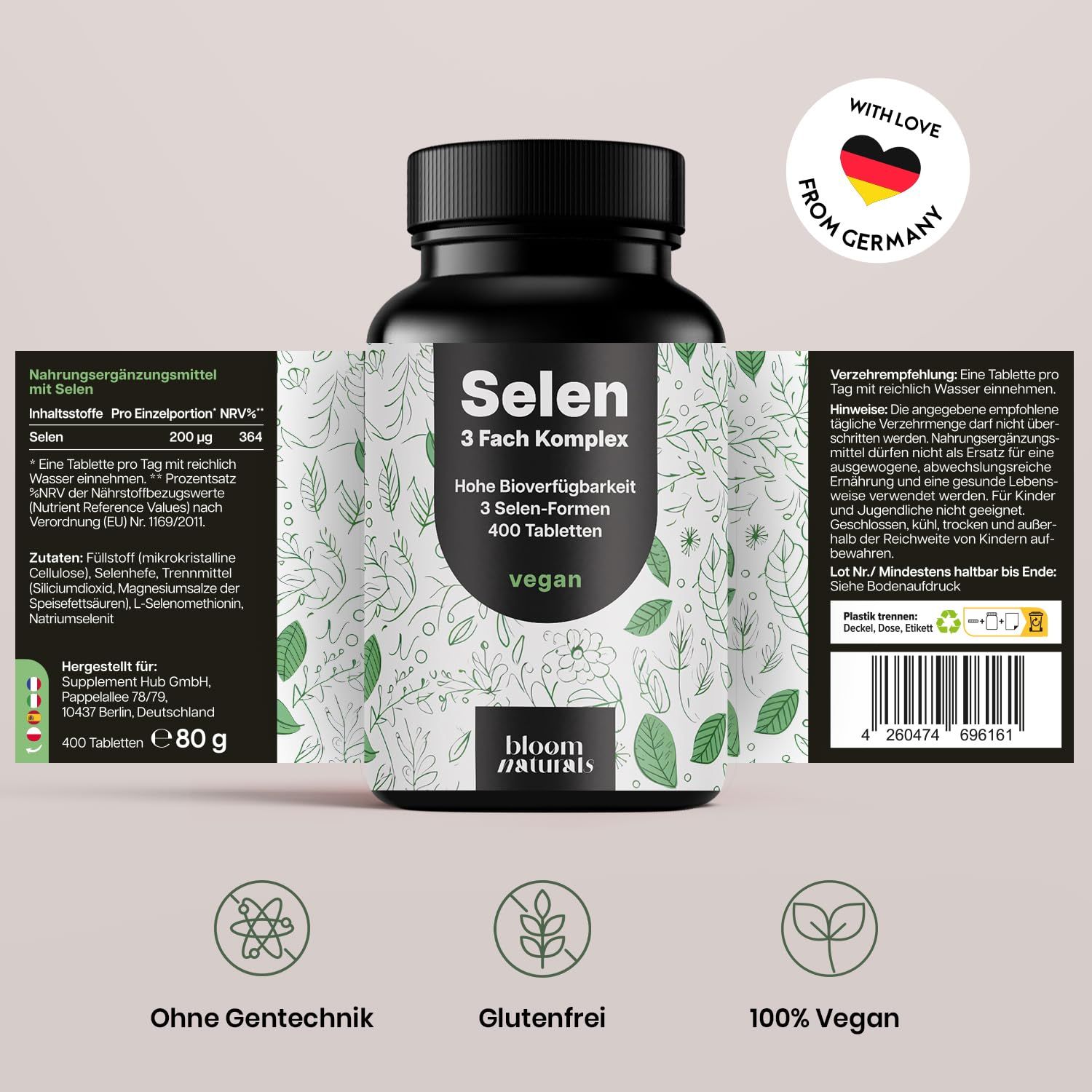 Bloom Naturals Selen Tabletten 200µg
