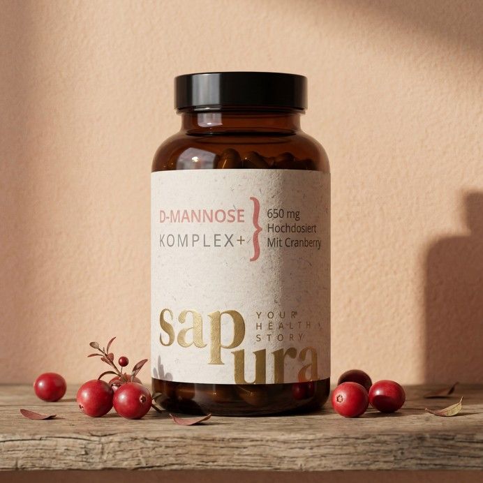 D-Mannose Kapseln + Cranberry | Hochdosiert 650mg | 120 Kapseln | sapura health