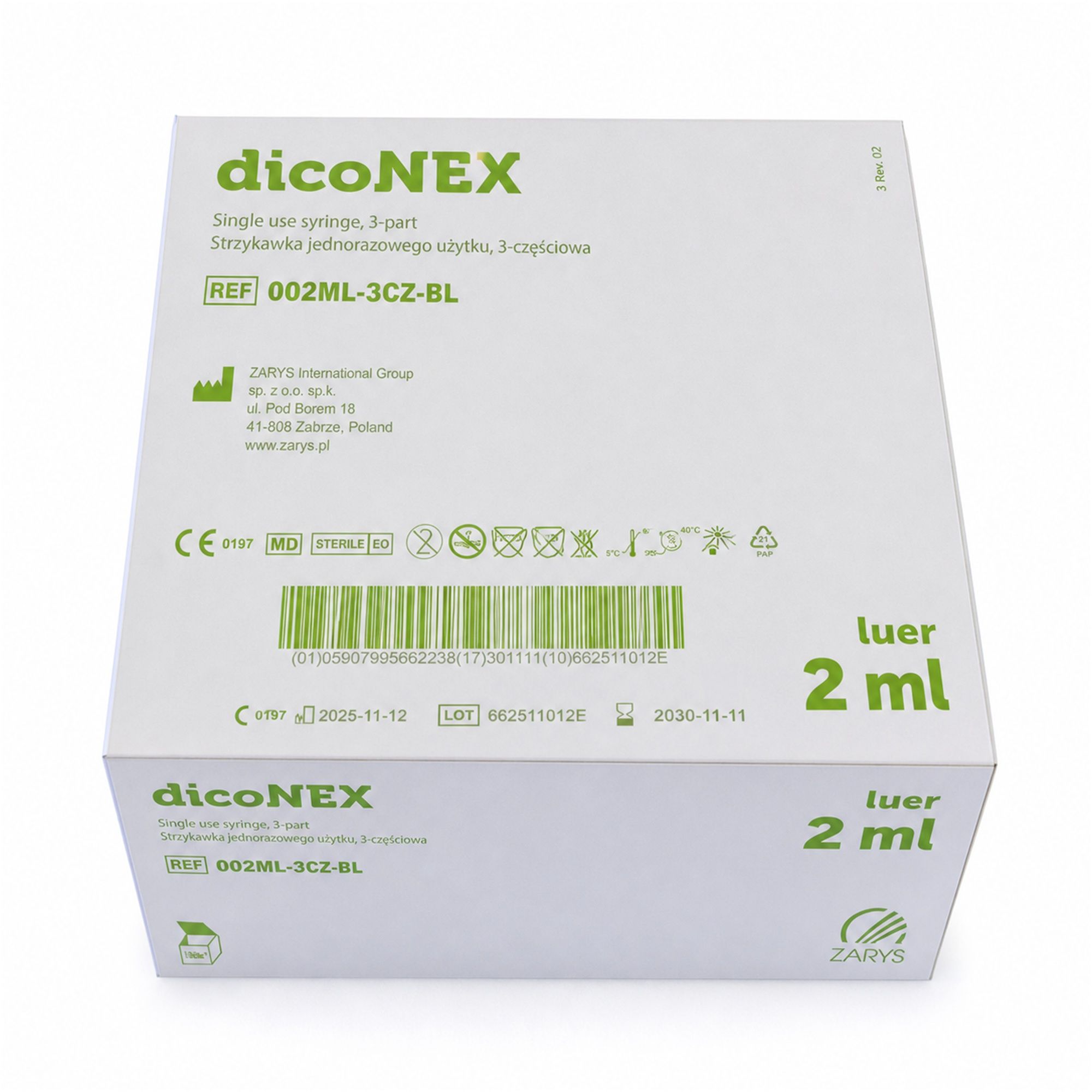 dicoNEX Einmalspritze 2 ml Luer-Slip steril 0,1 ml Skalierung