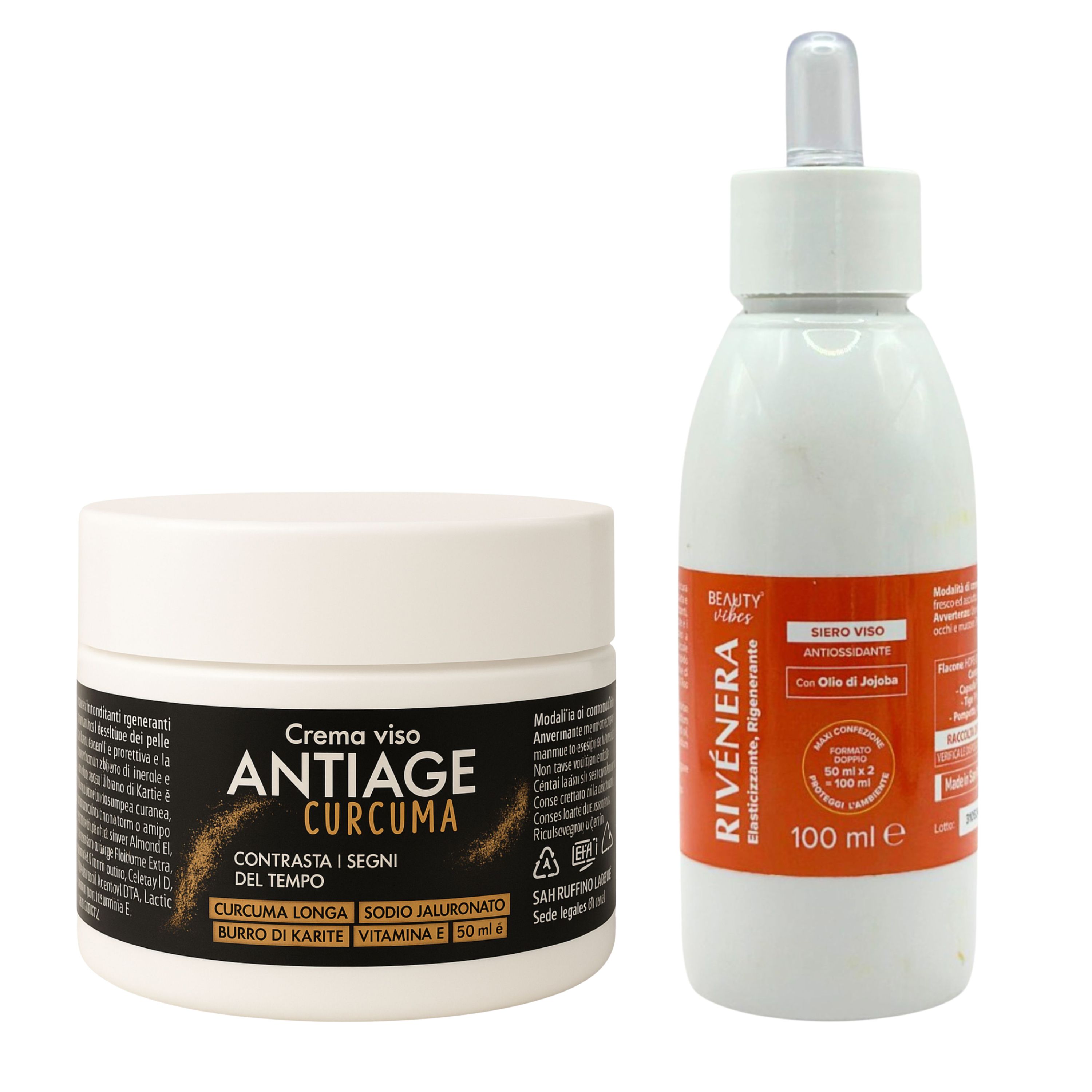 Aloha Labs Anti-Aging Gesichtscreme Kurkuma + Rivenera Gesichtsserum mit Jojobaöl 150 ml Creme