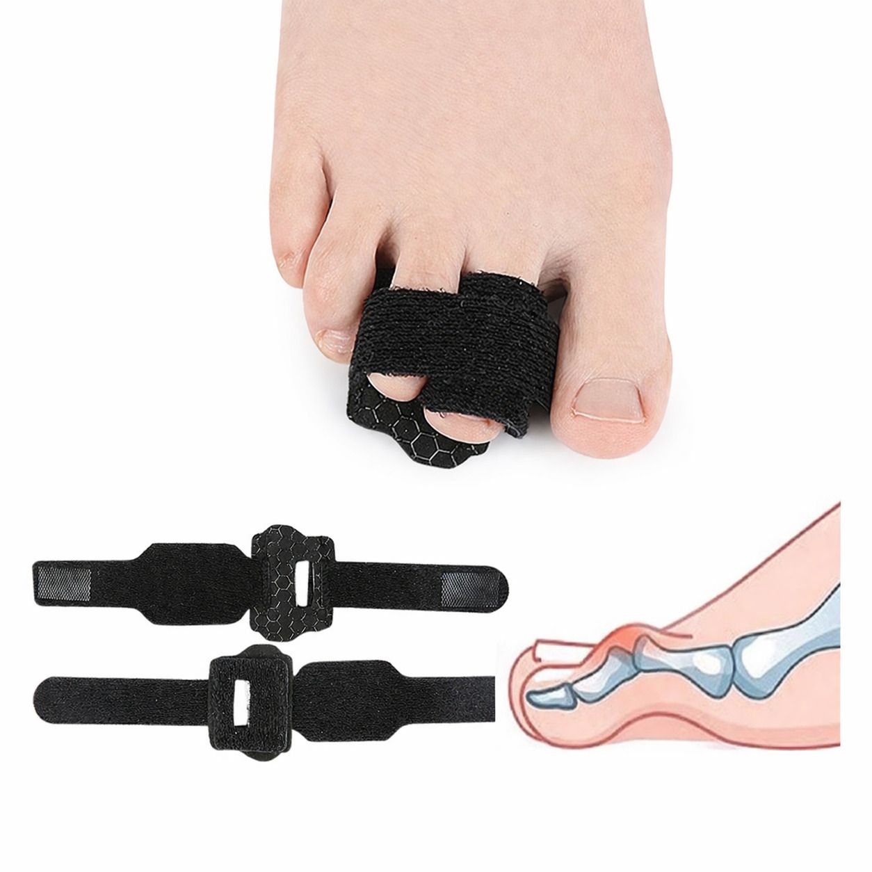 Zehenschutz Bandage, verstellbar für 2 Zehen, rutschhemmend & atmungsaktiv 1 Pc Bandage(s)