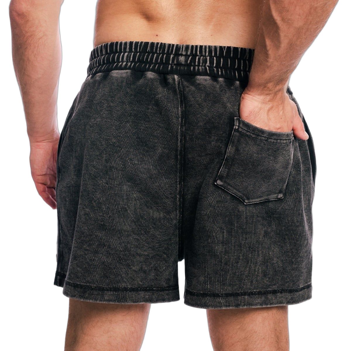 GymBeam Herren Shorts Oversized mit Kordelzug in Washed Schwarz