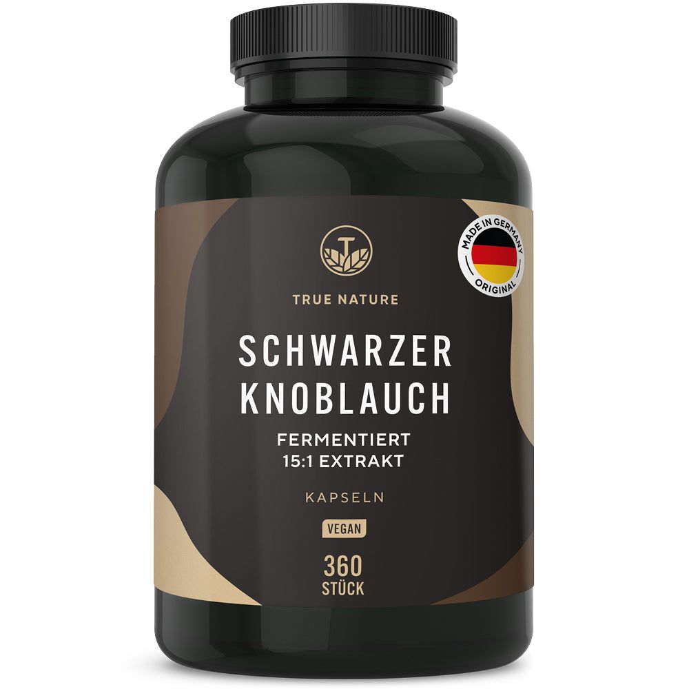 Schwarzer Knoblauch Extrakt Kapseln, 360 Stück, vegan, Made in Germany.