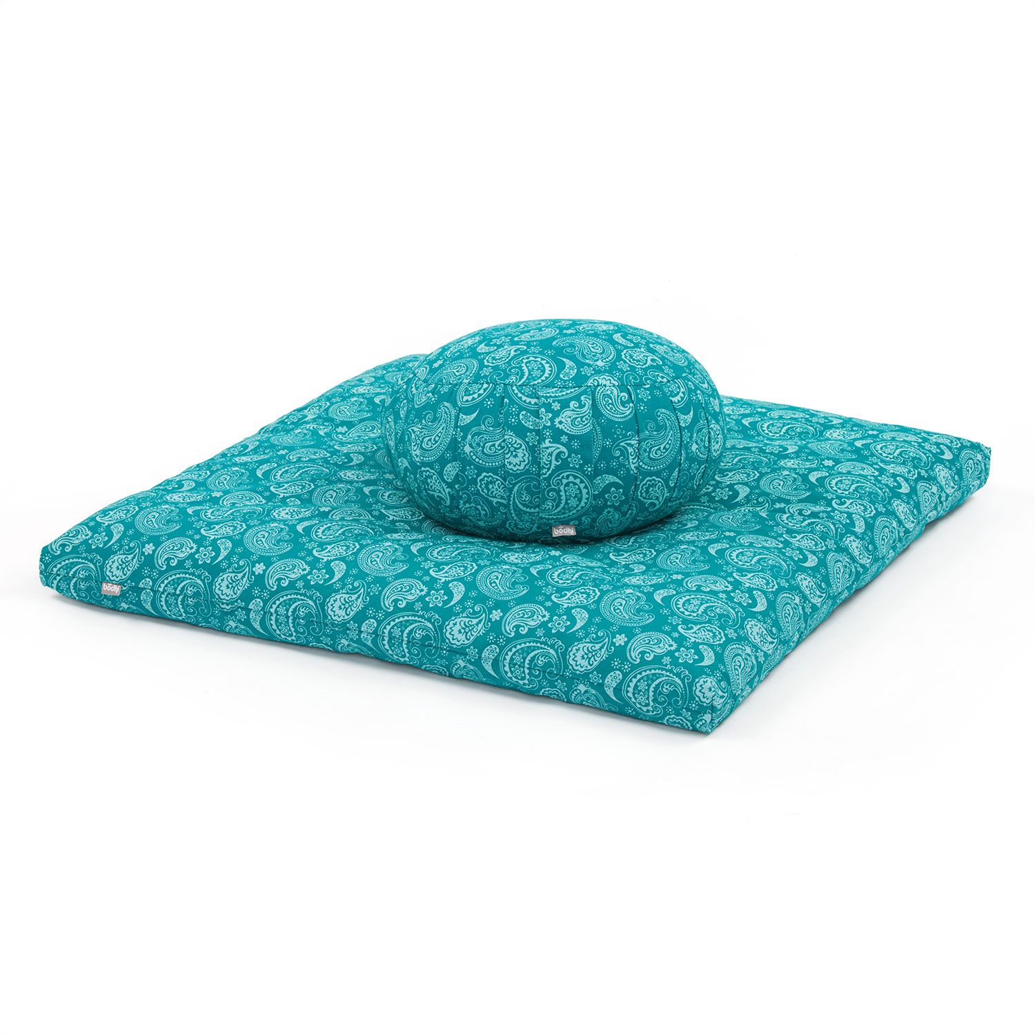 Medi-Set Maharaja II Paisley petrol: Meditationskissen Zafu Dinkel & Meditationsmatte Zabuton 1 St Set