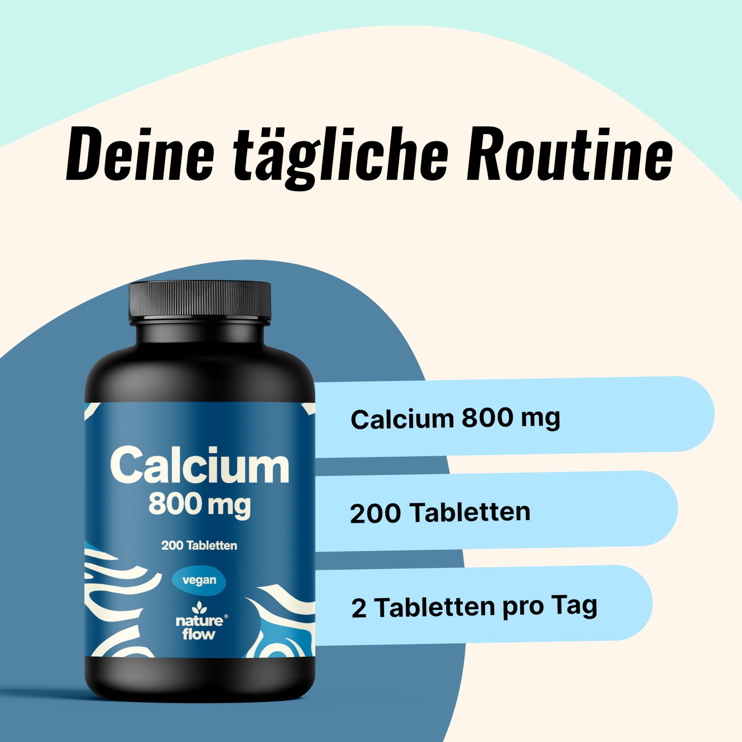 Calcium Hochdosiert - 200 Tabletten - 100 Tage Vorrat - Nature Flow