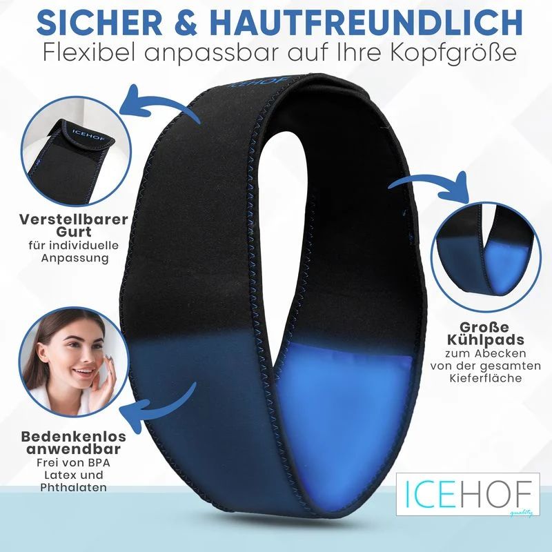 Verstellbares Kopfband mit Kühlpads für individuelle Anpassung.
