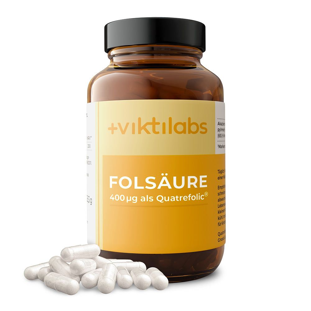 Viktilabs Folsäure Kapseln: mit 400 µg bioaktivem L-Methylfolat (Quatrefolic®) 38,3 g Kapseln