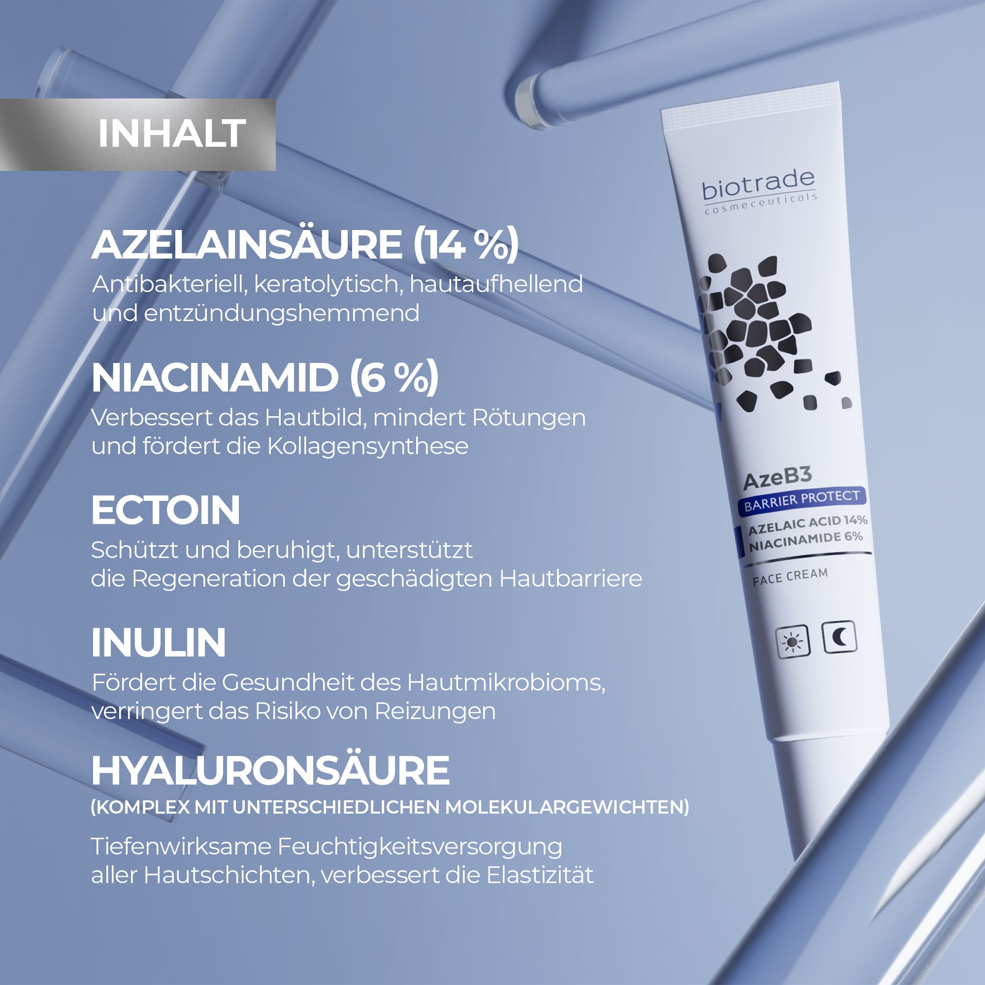 Biotrade AzeB3 Barrier Protect Intensivpflegecreme mit Azelainsäure 14% und Niacinamid 6%