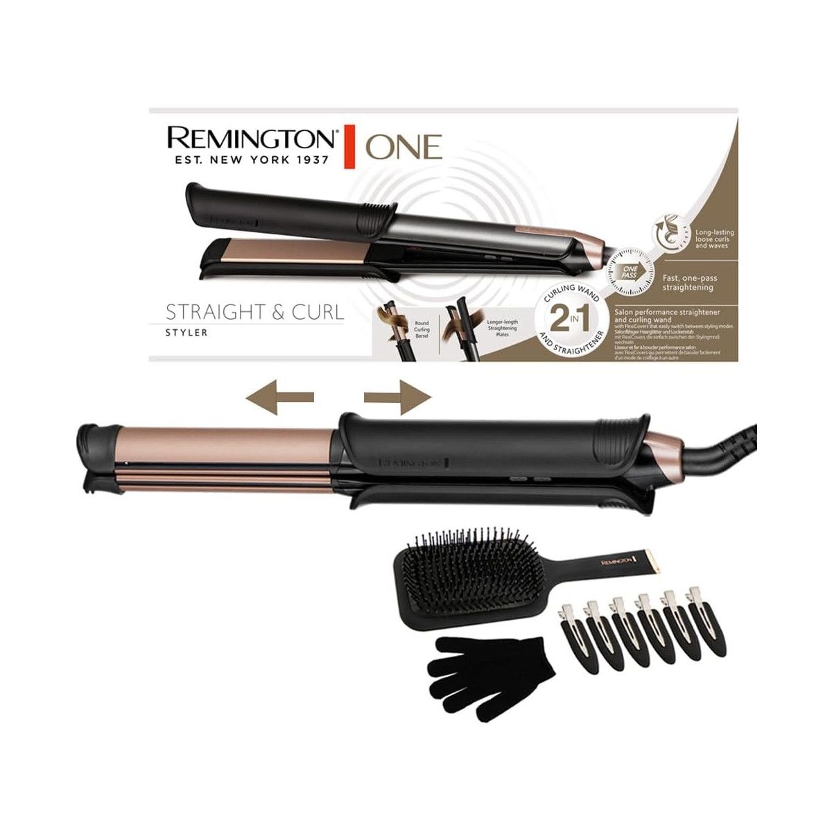 REMINGTON Glätteisen & Lockenstab Haarglätter ONE Straight & Curl Styler S6078