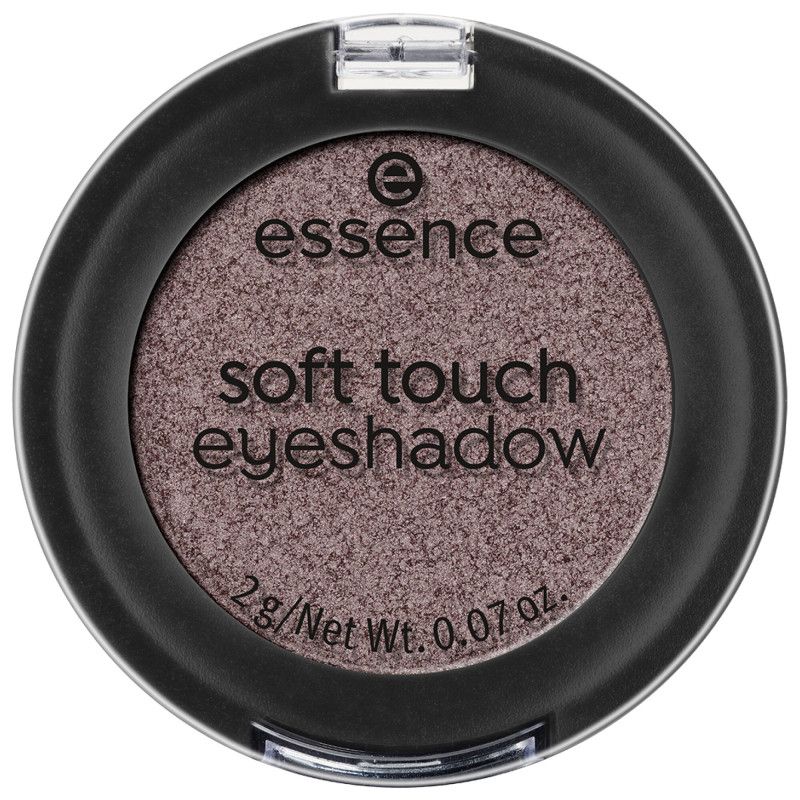 Essence Soft Touch Lidschatten, taupe, mit Deckel offen.