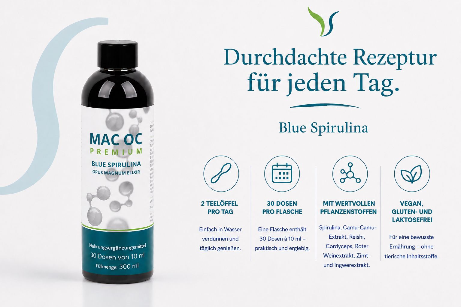 MAC OC PREMIUM Blue Spirulina Opus Magnum Elixir Flasche, 300 ml.