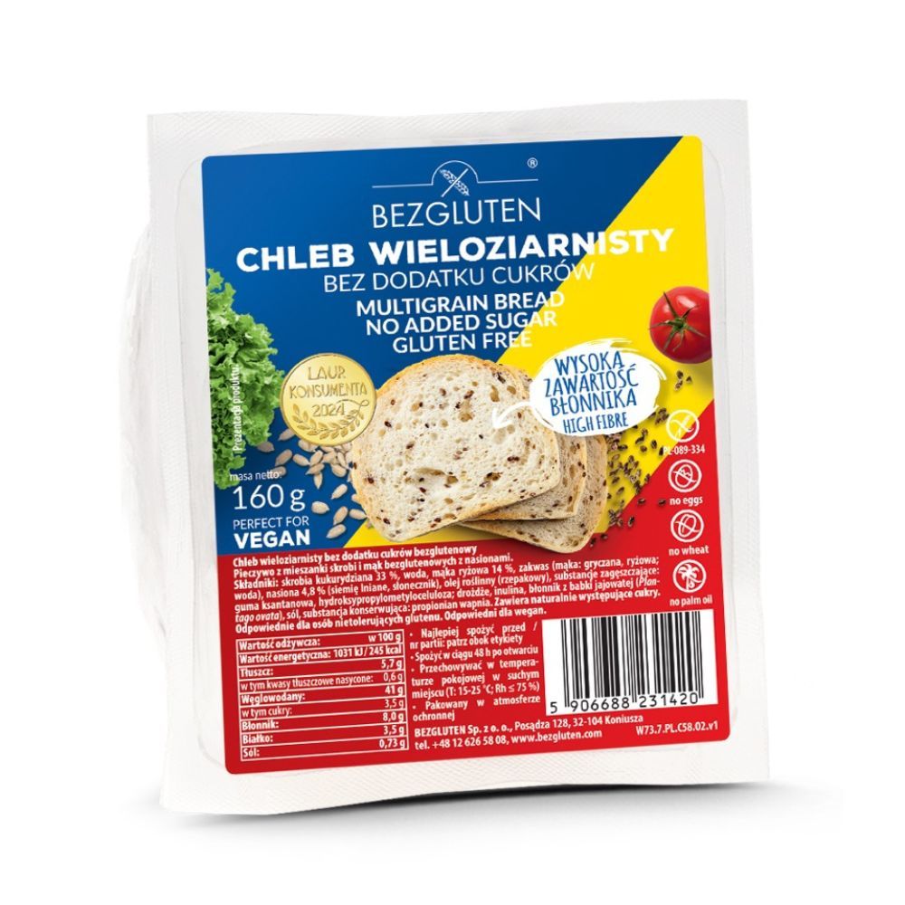 Bezgluten Mehrkornbrot ohne Zuckerzusatz