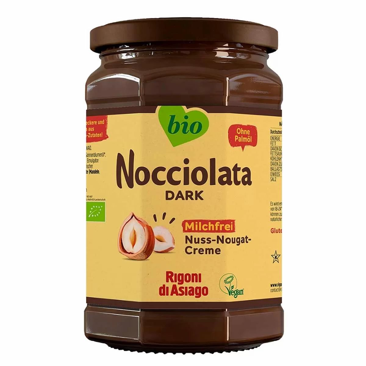 Rigoni di Asiago - Nocciolata Dark, Nuss-Nougat Milchfrei