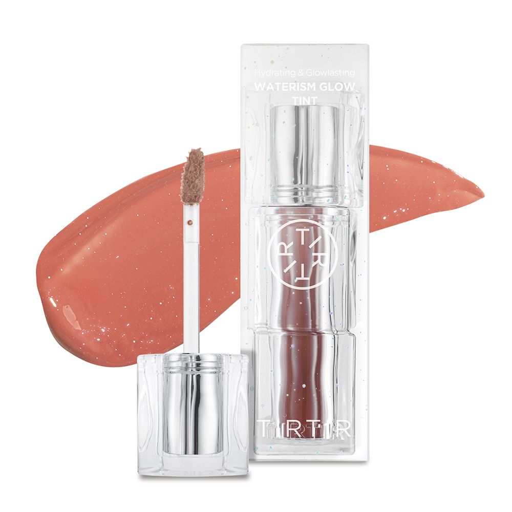 TIRTIR Waterism Glow Tint Lippenstift mit Applikator und Farbabstrich.