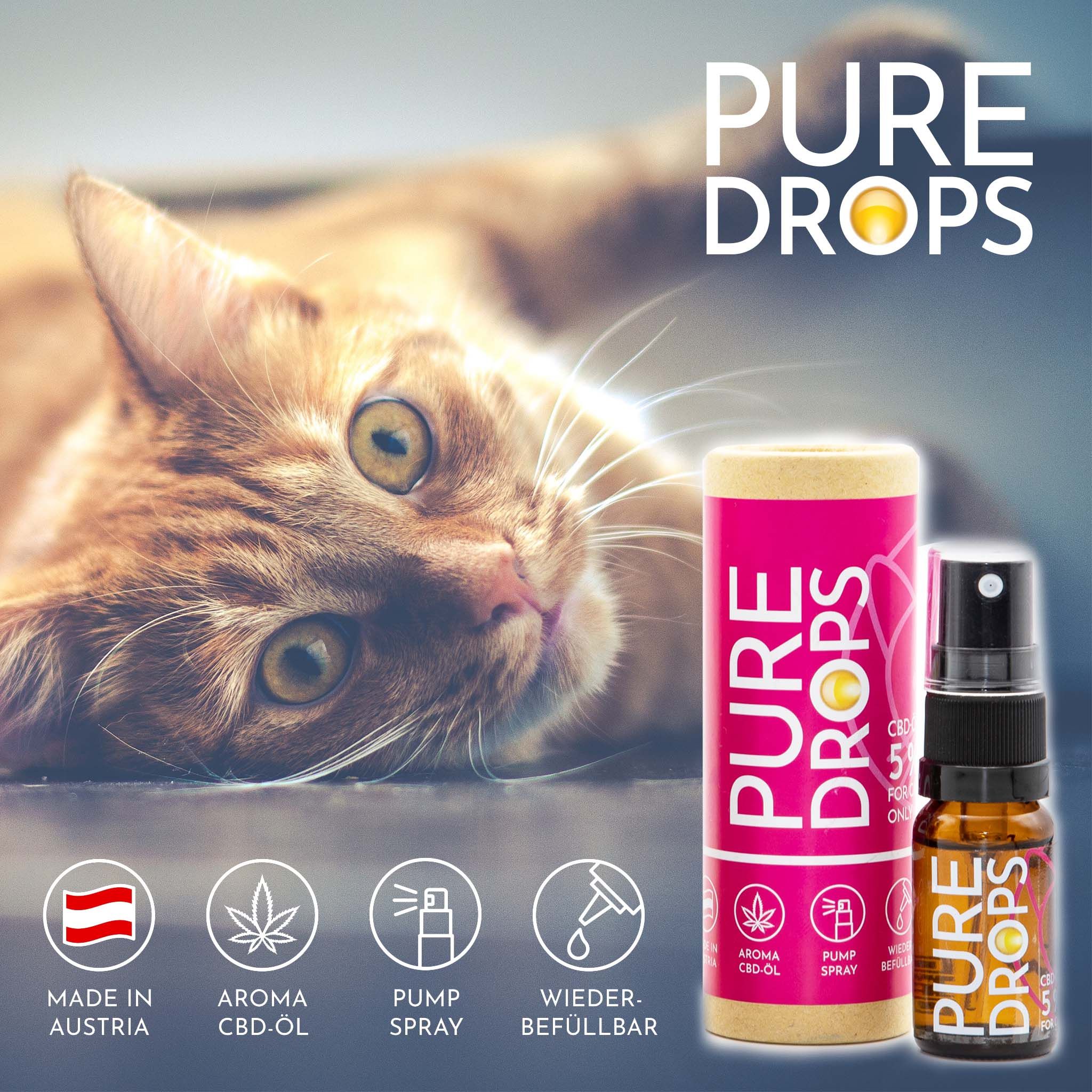 PURE DROPS CBD ÖL für Katzen und TIERE Bundle 2+1 Gratis aus Österreich