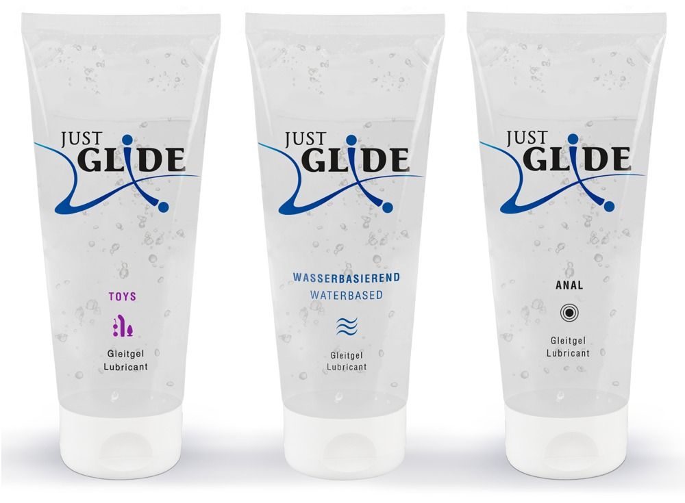 Drei Tuben JUST GLIDE med.Gleitgel. Toys, Wasserbasiert, Anal. Medizinprodukt. 200 ml.