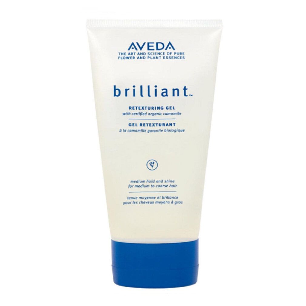 Weiß-blaue Tube mit Produktnamen und Markennamen. Text: Brilliant Retexturing Gel mit Bio-Kamille.