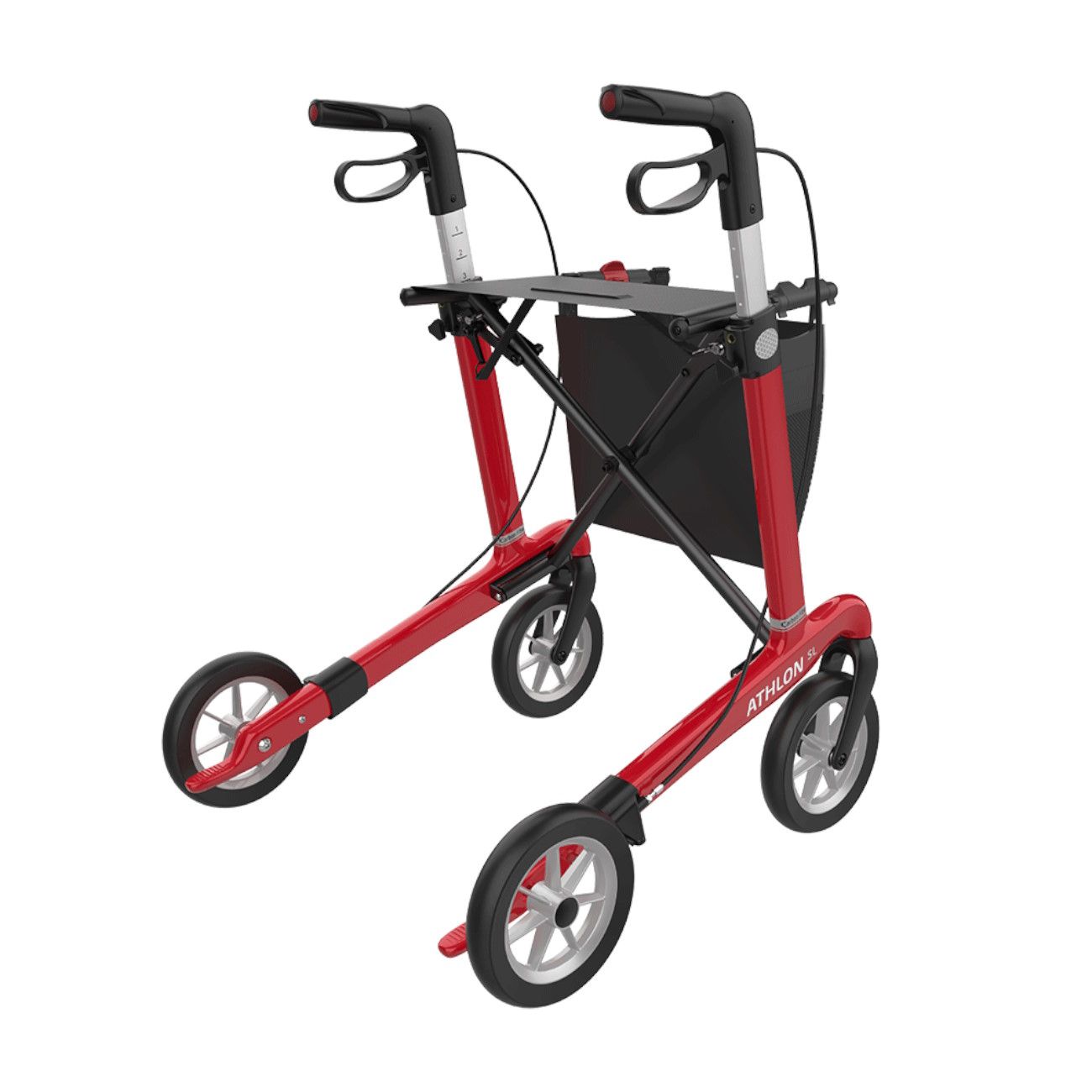 Rehasense Carbon Rollator Athlon SL mit Softbereifung M Rot