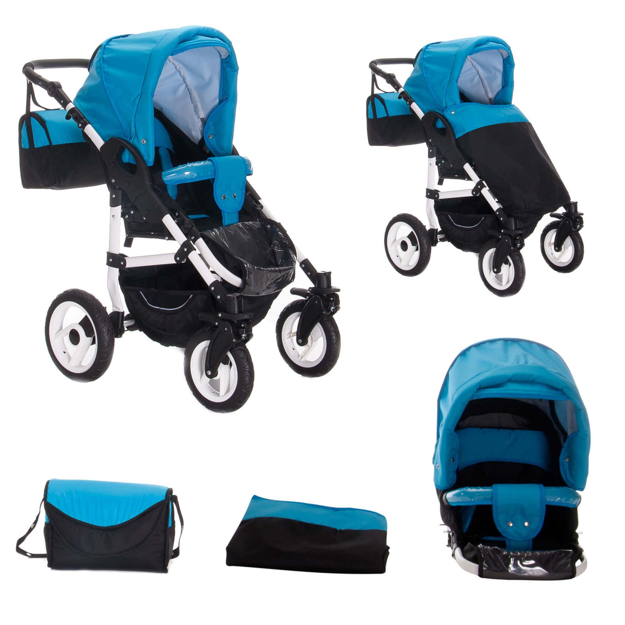 Bebebi Paris 3 in 1 Kinderwagen Set mit Original Maxi Cosi, Luft Louvre